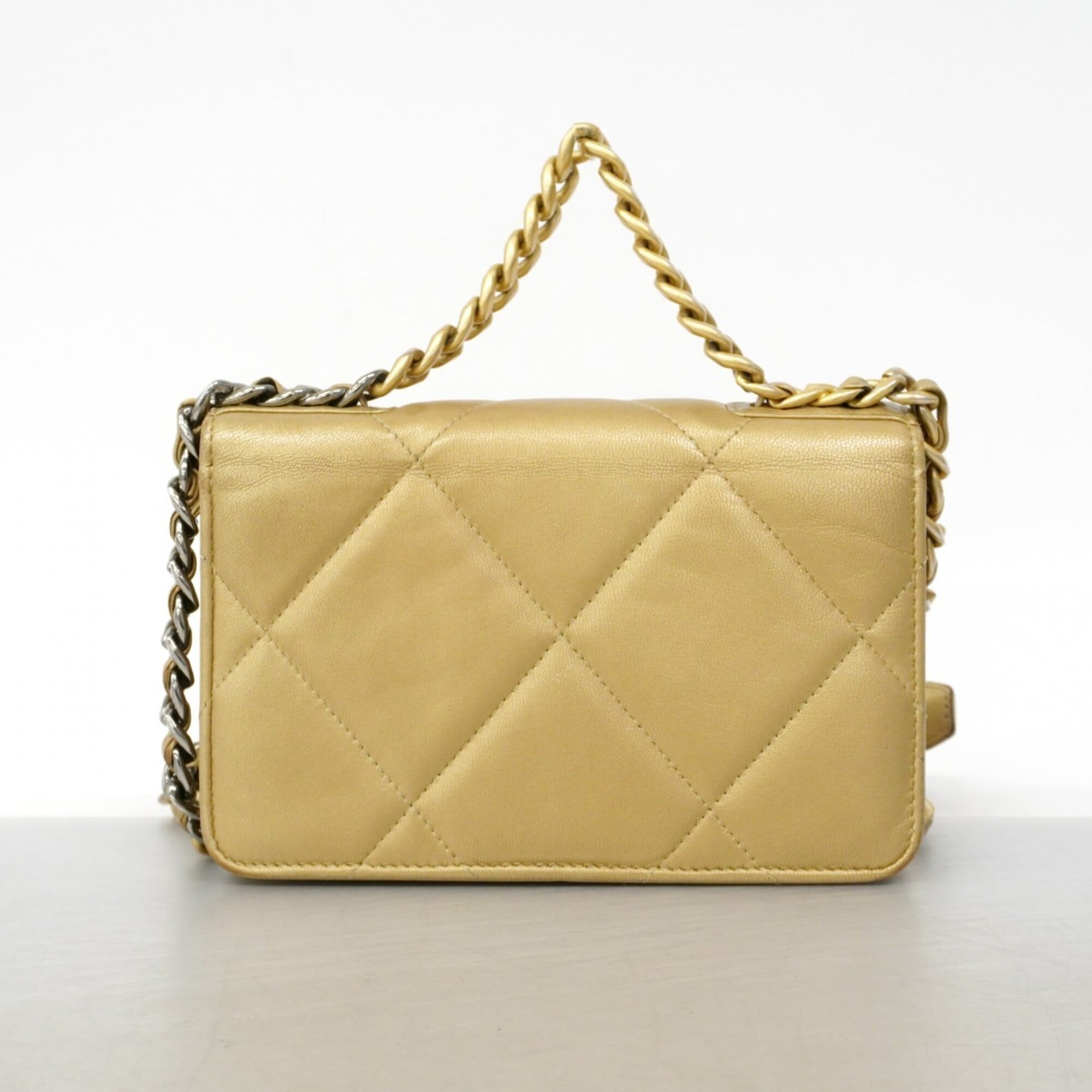 Chanel Brown Leather Chain/Shoulder Wallet (Pre-Owned)