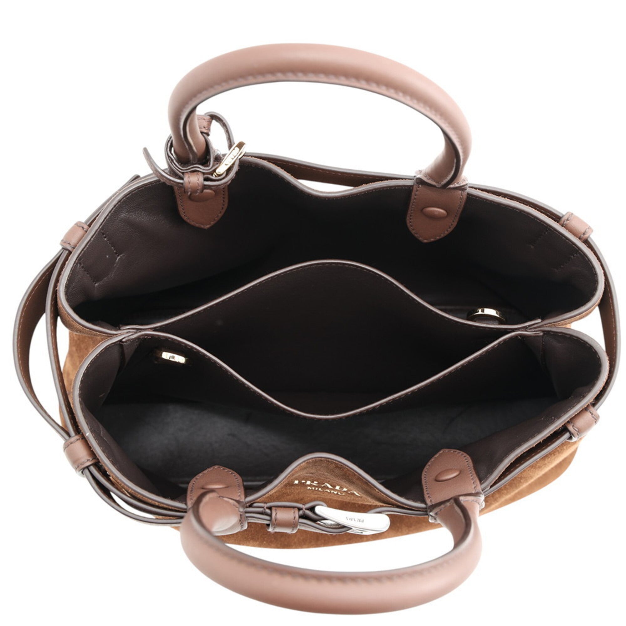 Prada Brown Cocoa Suede Handbag Shoulder Bag (Pre-Owned)