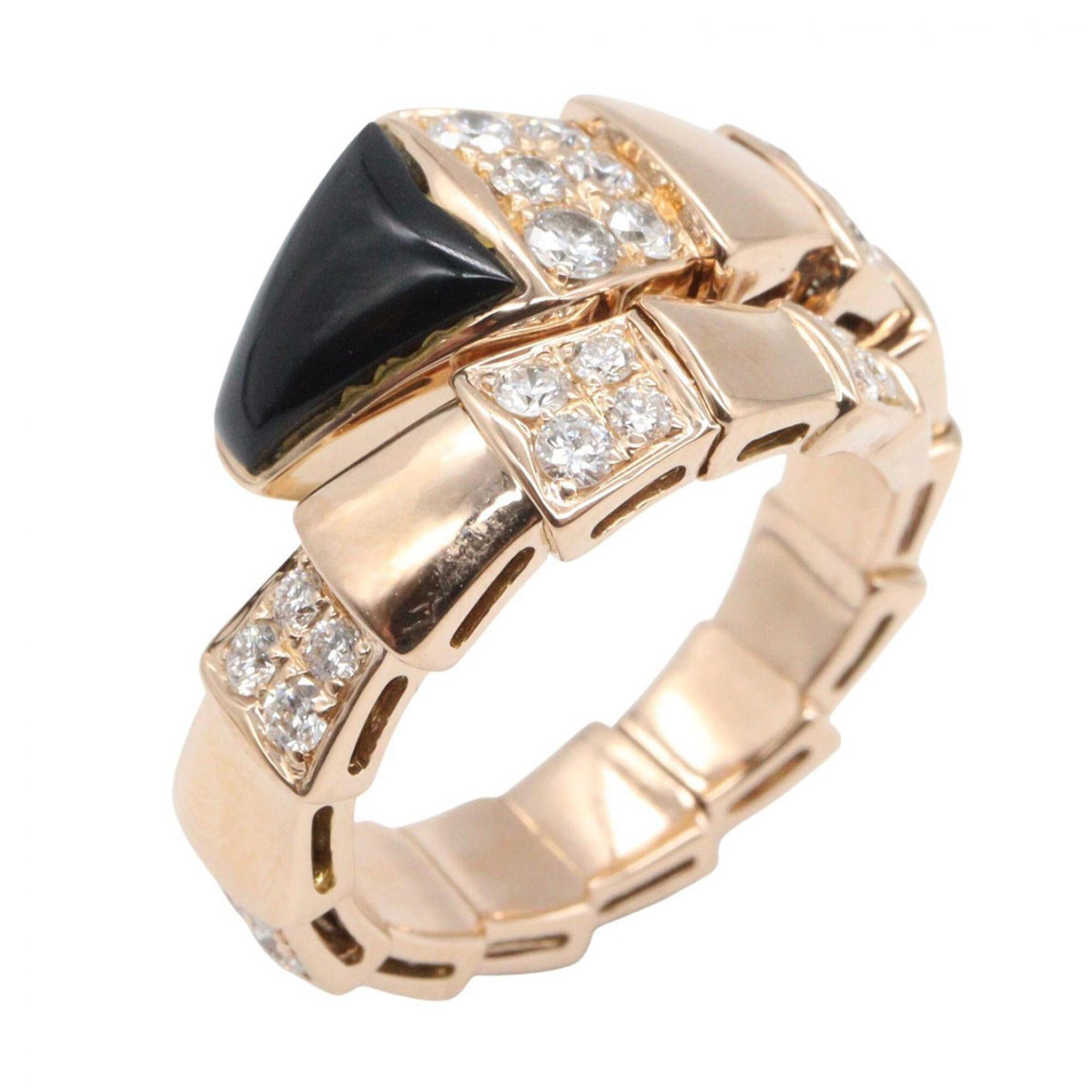 Bvlgari Gold Black Clear Pink Gold (18K) Band Ring (Pre-Owned)