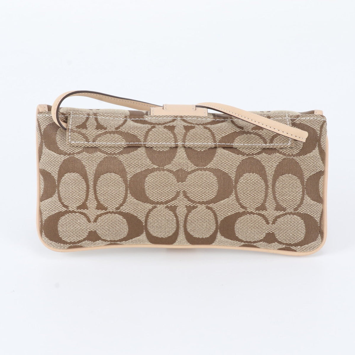 Coach Signature Beige Brown Leather Canvas Shoulder Bag (Pre-Owned)