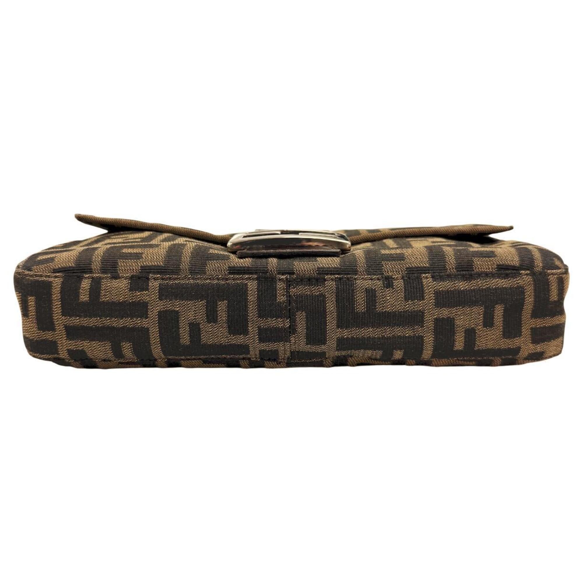 Fendi Brown Canvas Leather Handbag Pouch (Pre-Owned)