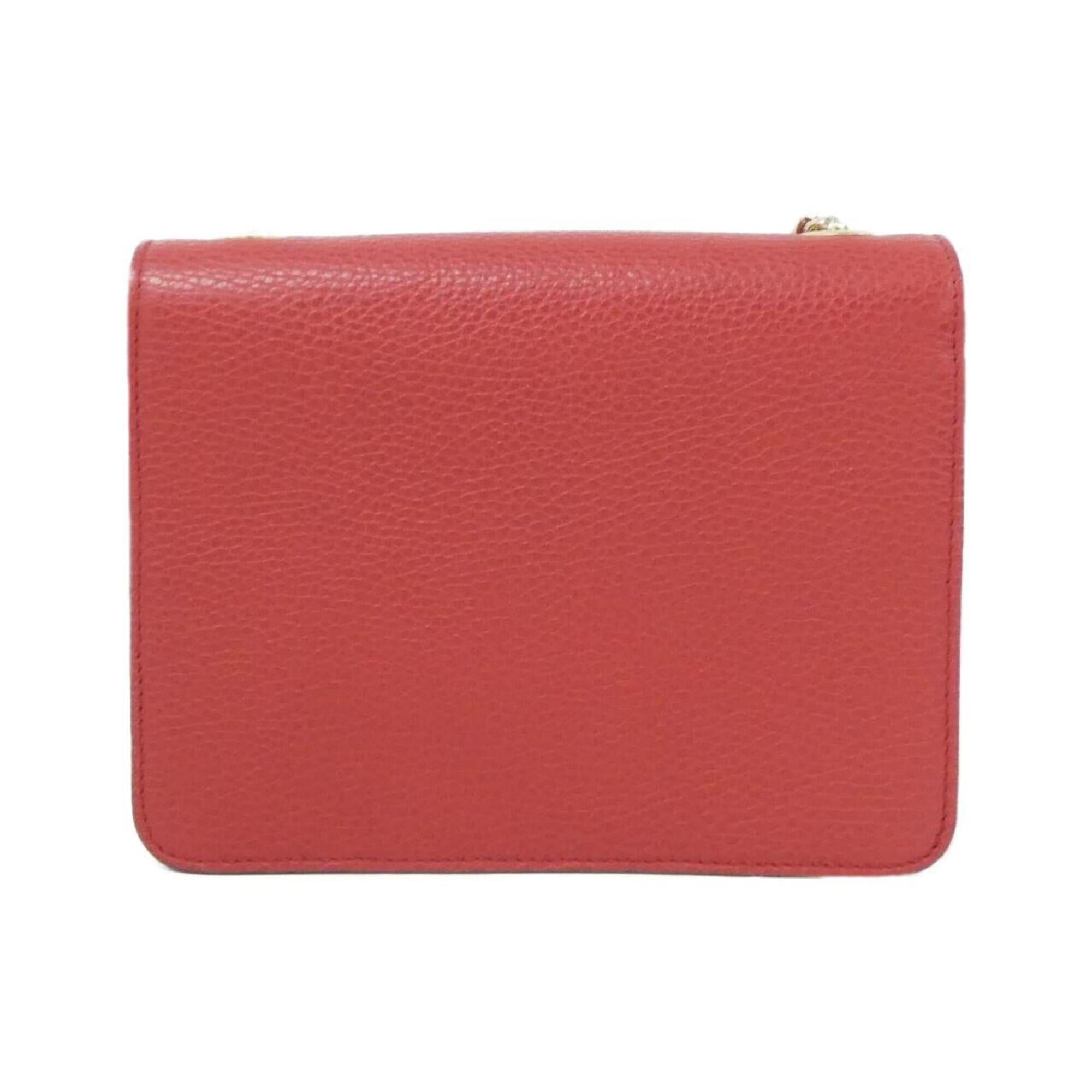 Gucci Red Color Leather Shoulder Bag (Pre-Owned)