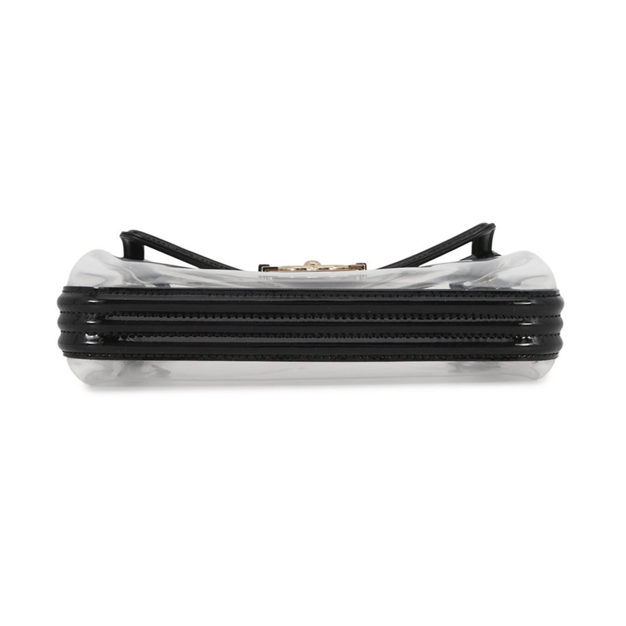 Chanel Black Clear Black Vinyl Handbag Shoulder Bag (Pre-Owned)