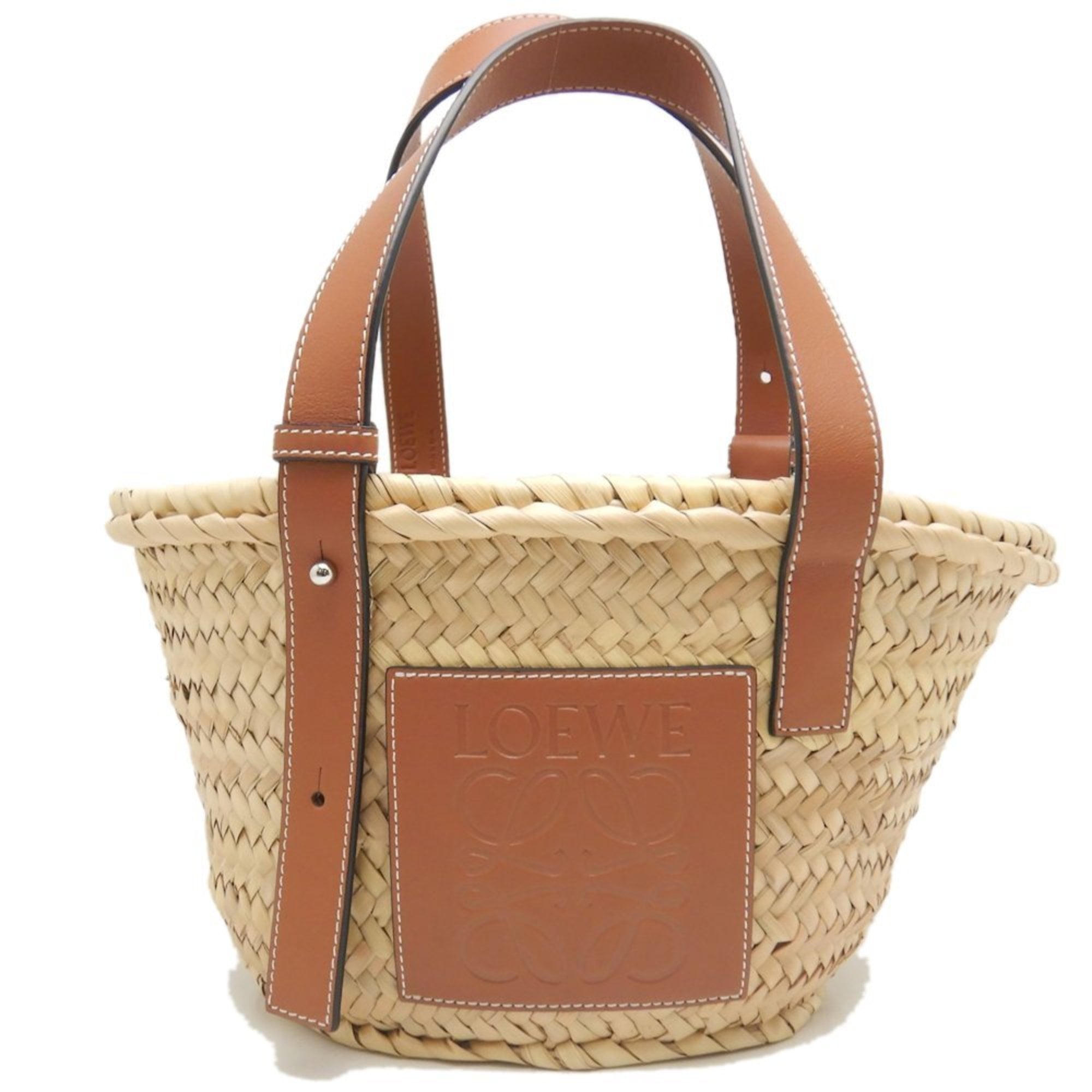 Loewe Camel Straw Leather Basket Handbag (Pre-Owned)