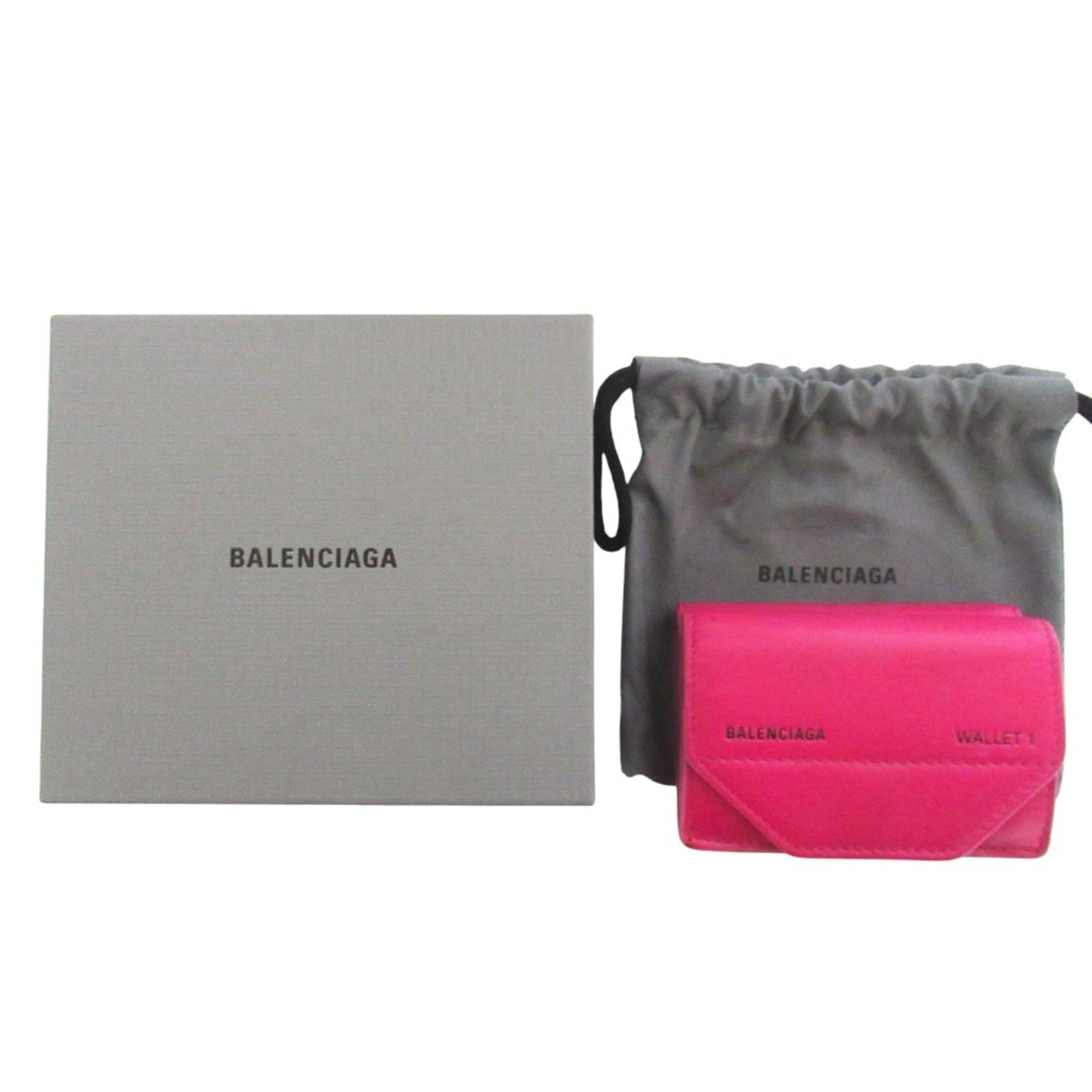 Balenciaga Pink Leather Wallet (Tri-Fold) (Pre-Owned)