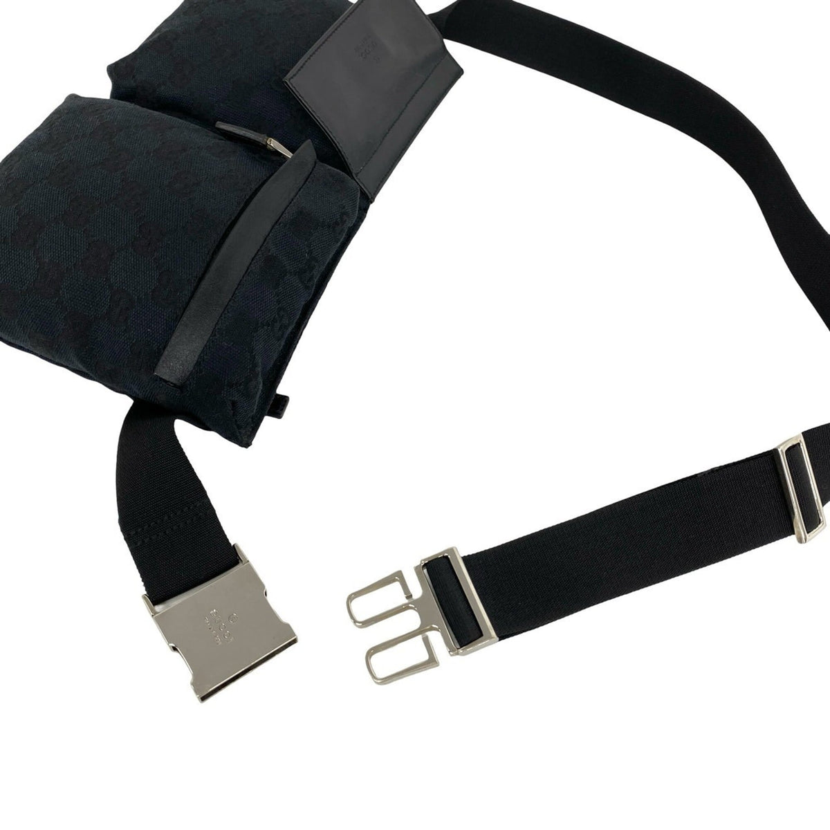 Gucci Black Canvas Leather Pouch Shoulder Bag Sling Bag (Pre-Owned)