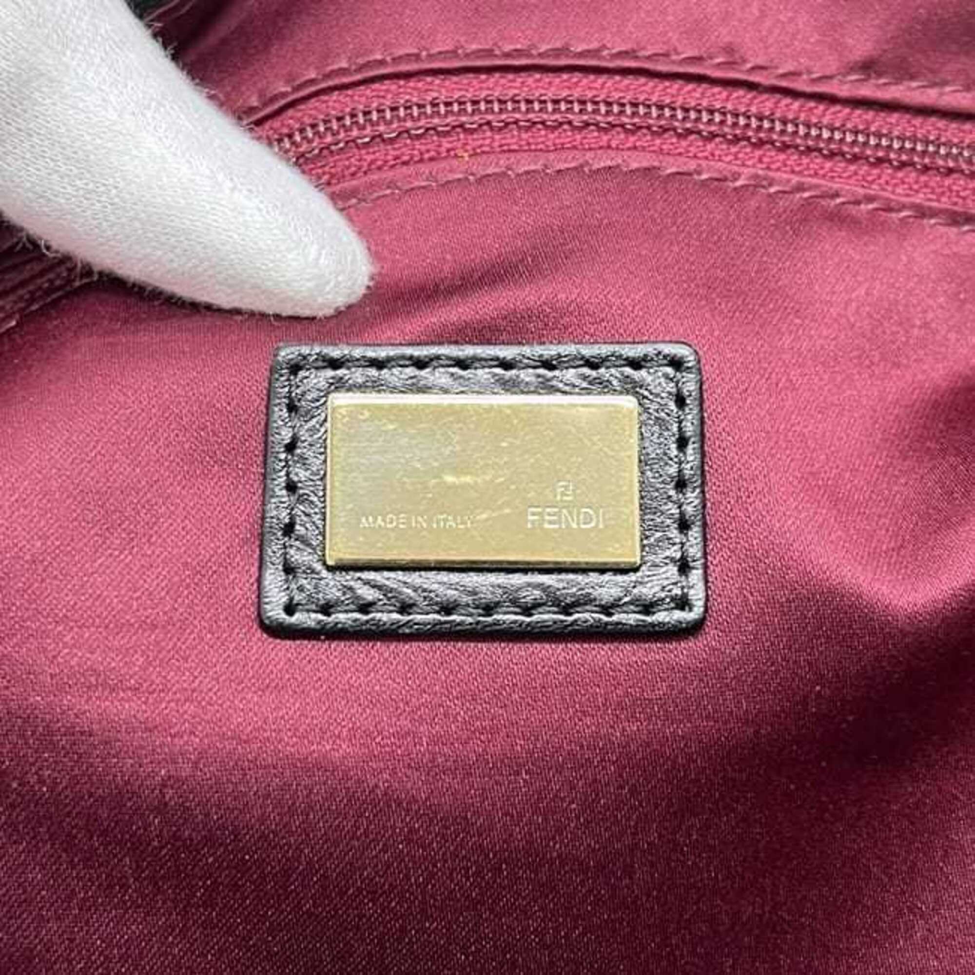 Fendi Gray Three Color Satin Leather Tote Bag (Pre-Owned)
