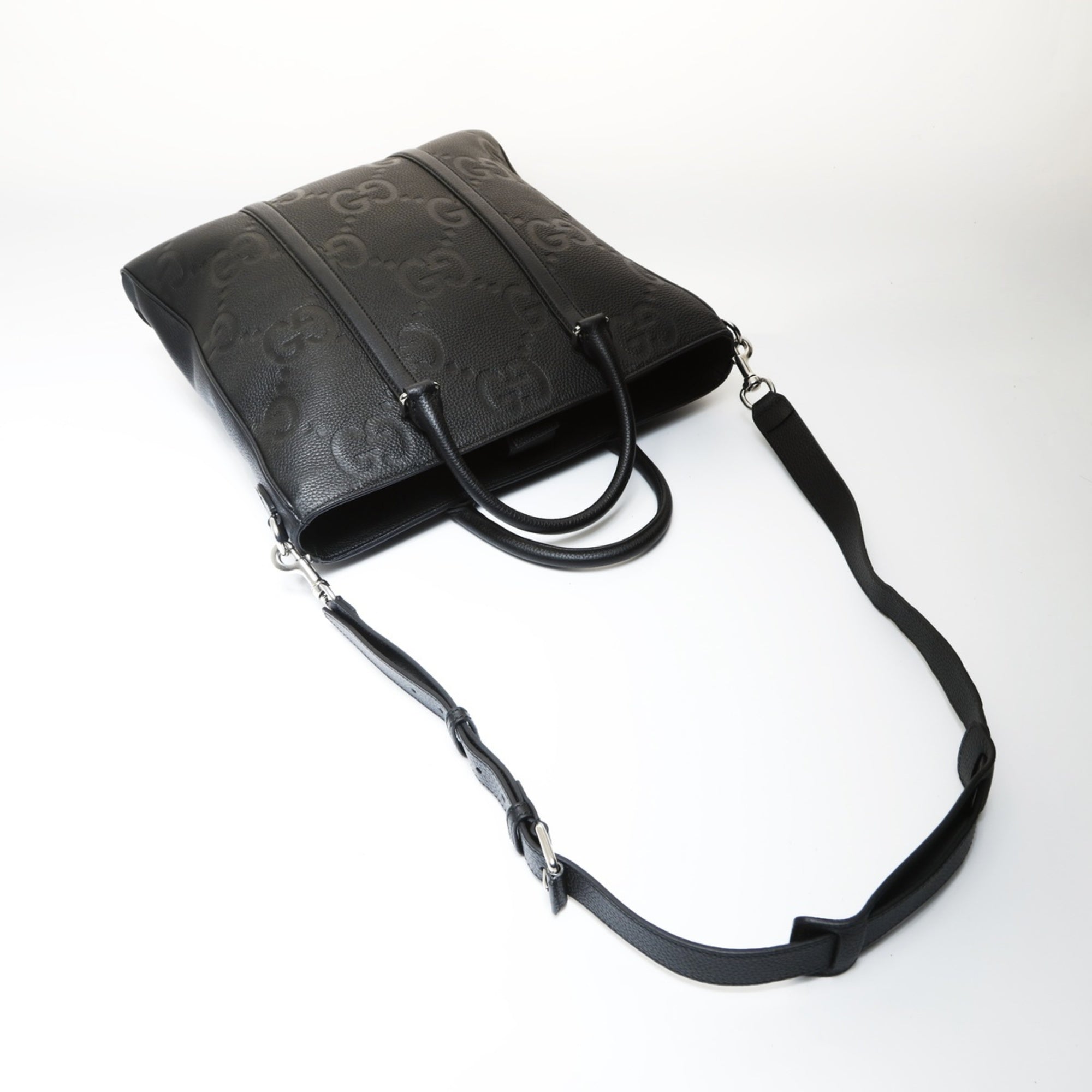 Gucci Black Gg Leather Tote Bag (Pre-Owned)