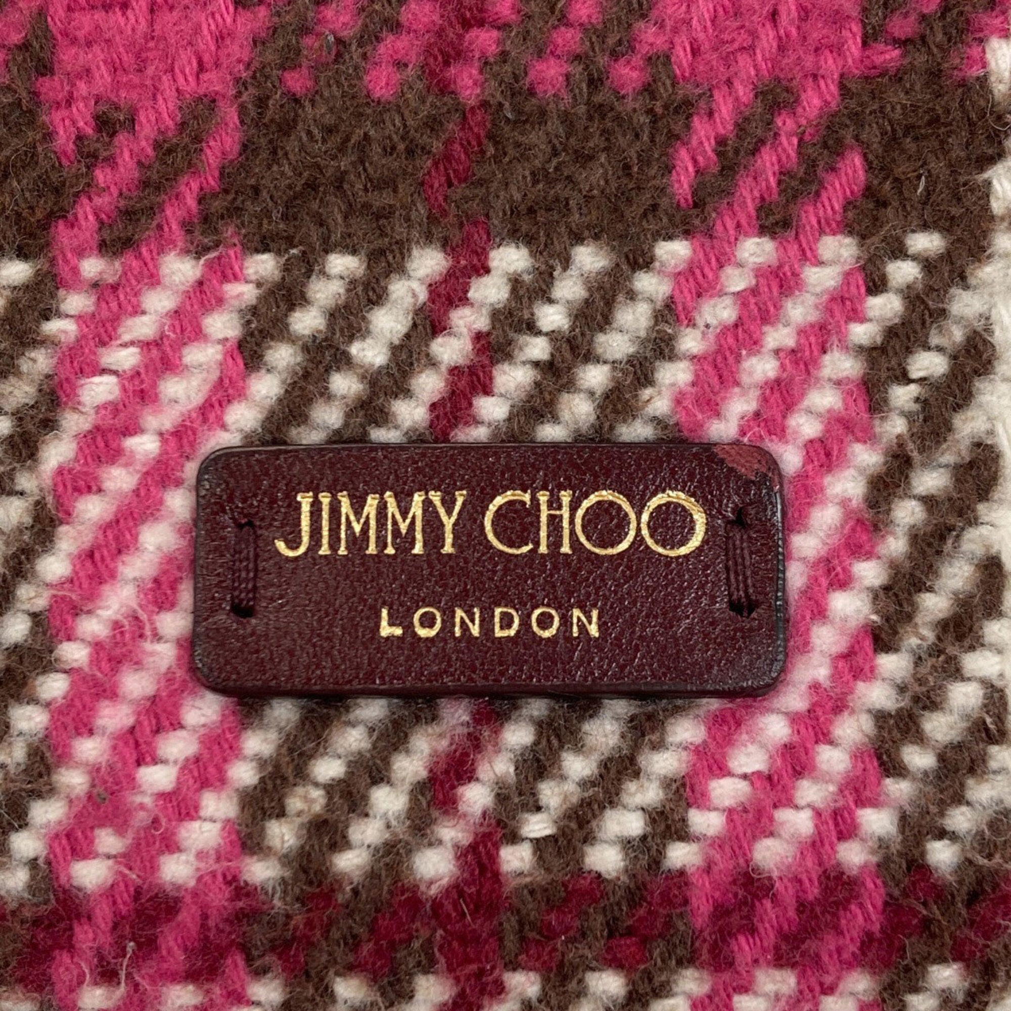 Jimmy Choo Beige Bordeaux Pink Wool Leather Handbag (Pre-Owned)