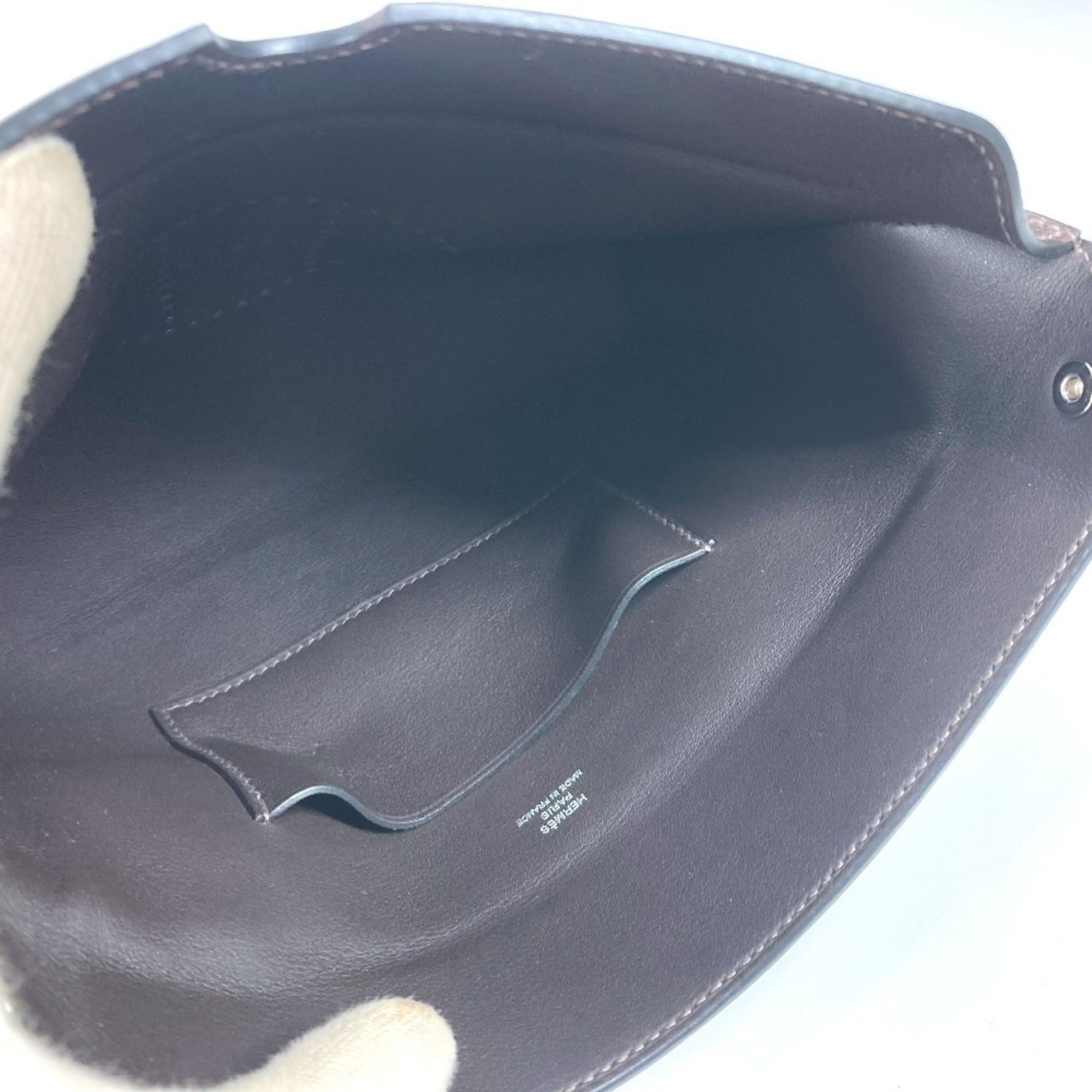 Hermes Dark Brown Togo Leather Pochette Shoulder Bag (Pre-Owned)