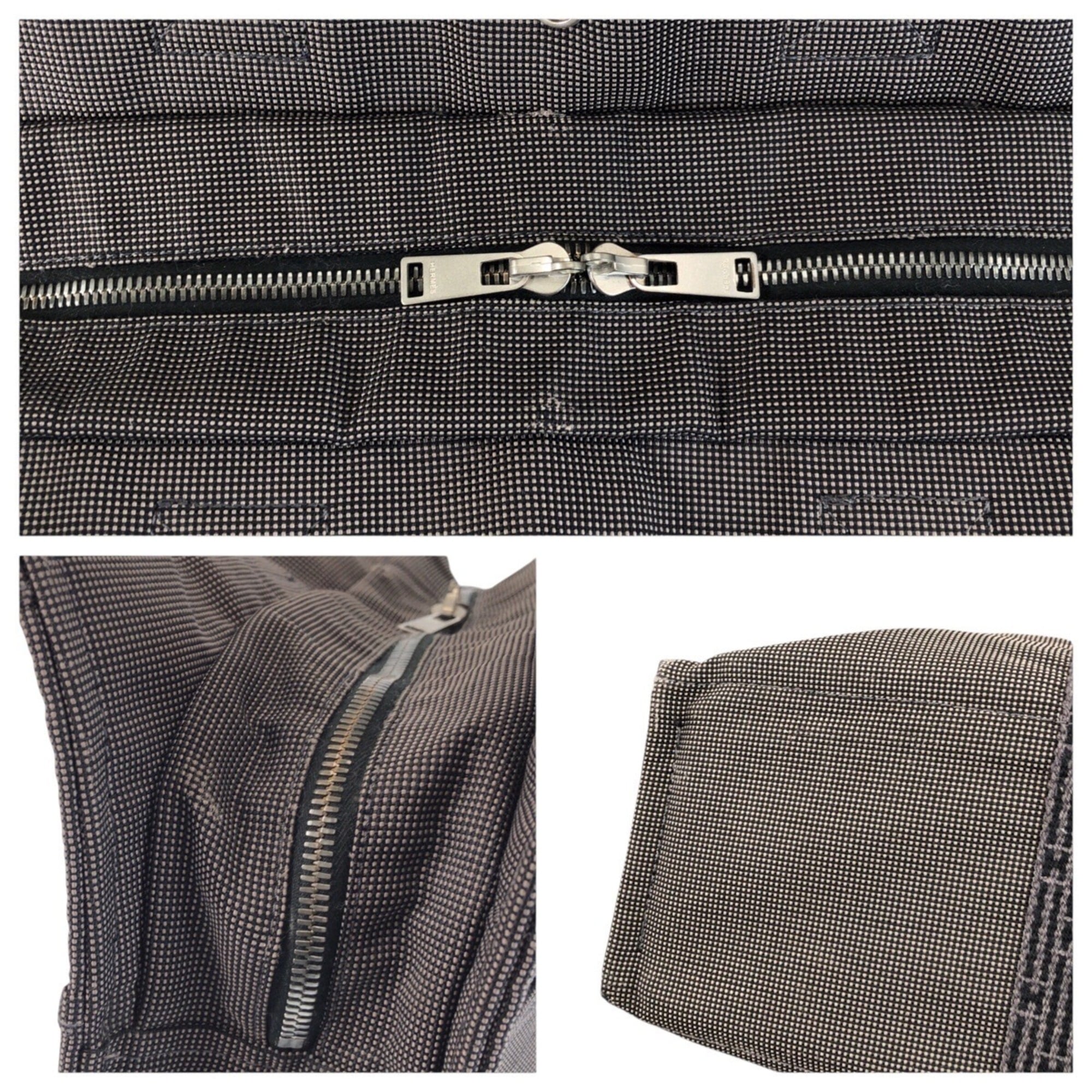 Hermes Gray Polyamide Polyester Handbag Tote Bag (Pre-Owned)