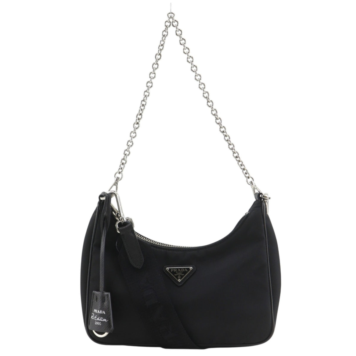 Prada Saffiano Black Nero Nylon Saffiano Shoulder Bag (Pre-Owned)