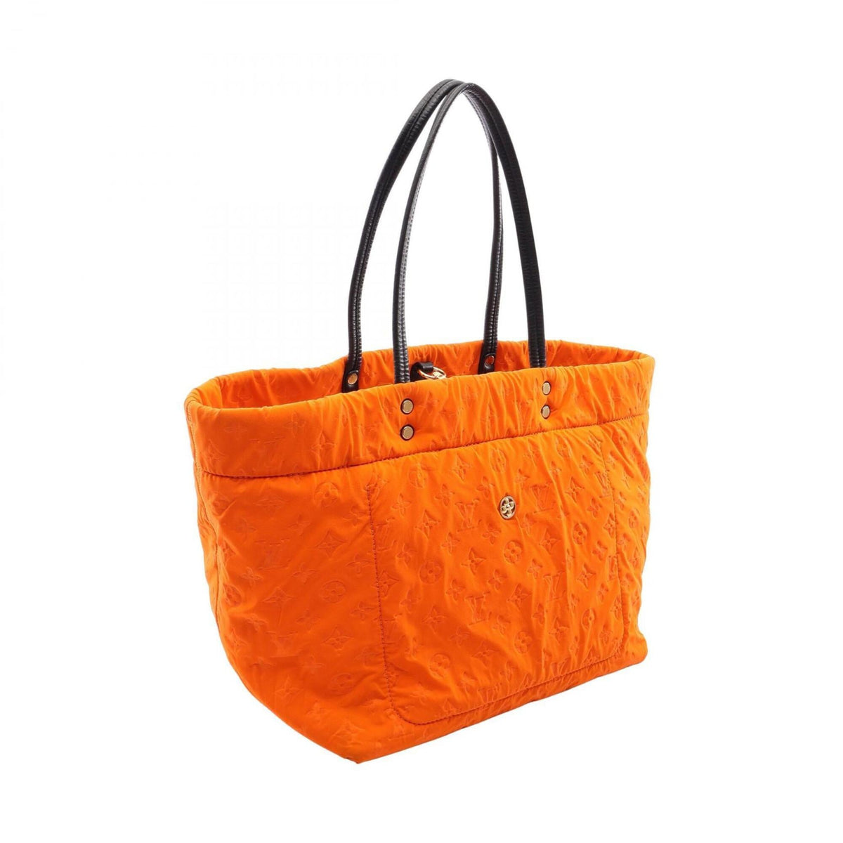 Louis Vuitton Black Lv Orange Orange Leather Microfiber Handbag Tote Bag (Pre-Owned)
