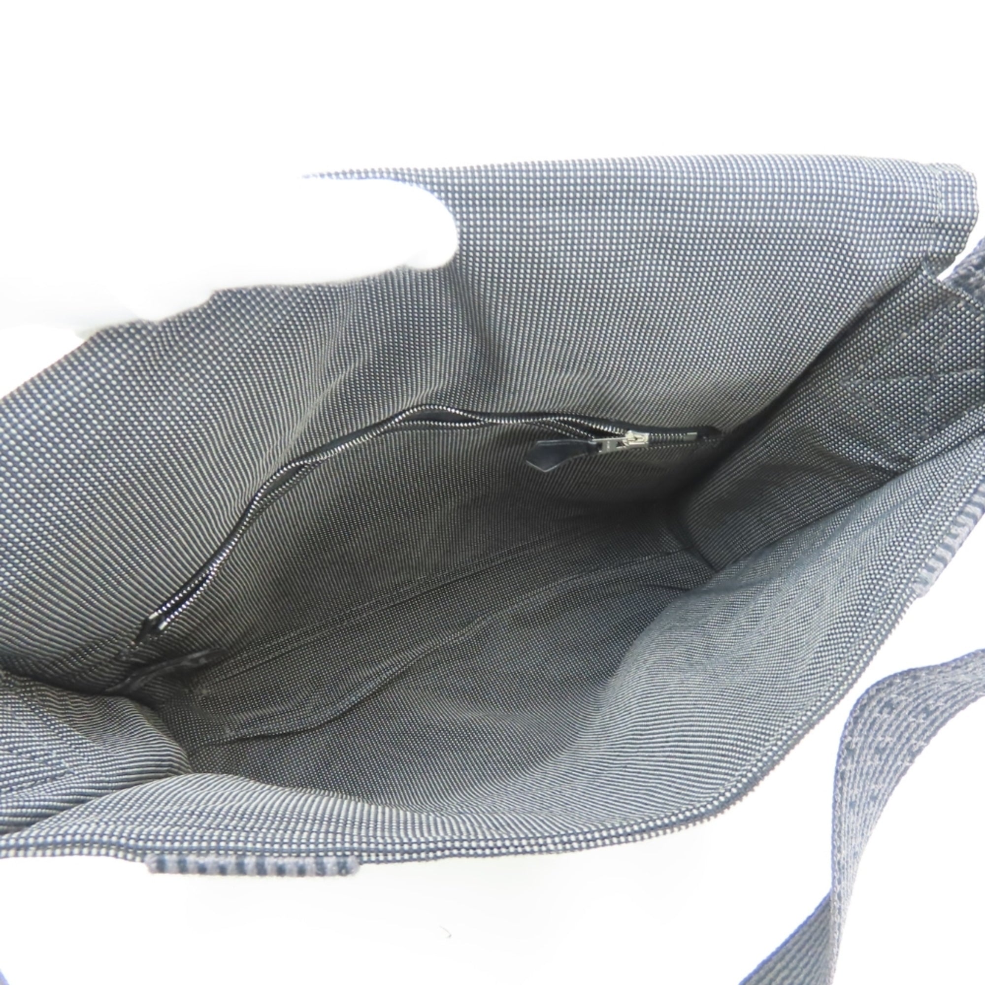 Hermes Her Line Gray Cotton Canvas Shoulder Bag (Pre-Owned)