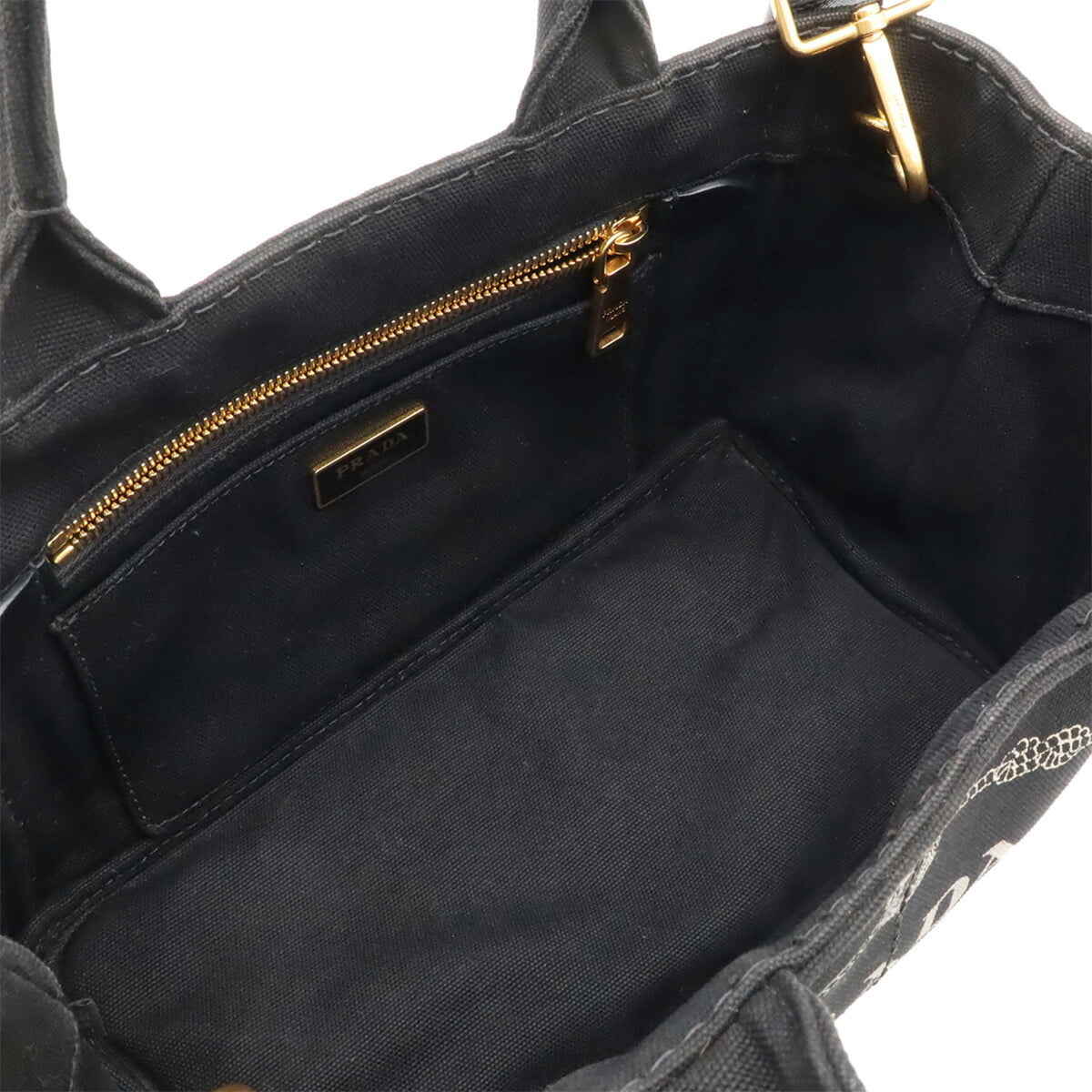 Prada Black Nero Canvas Handbag Shoulder Bag Tote Bag (Pre-Owned)