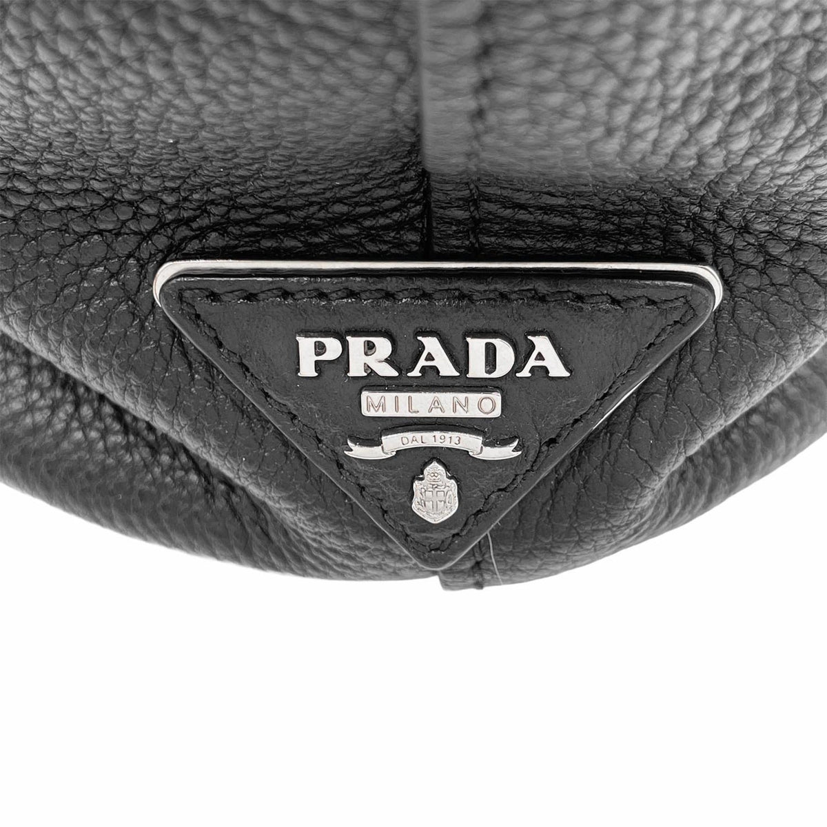Prada Black Gray Leather Shoulder Bag (Pre-Owned)