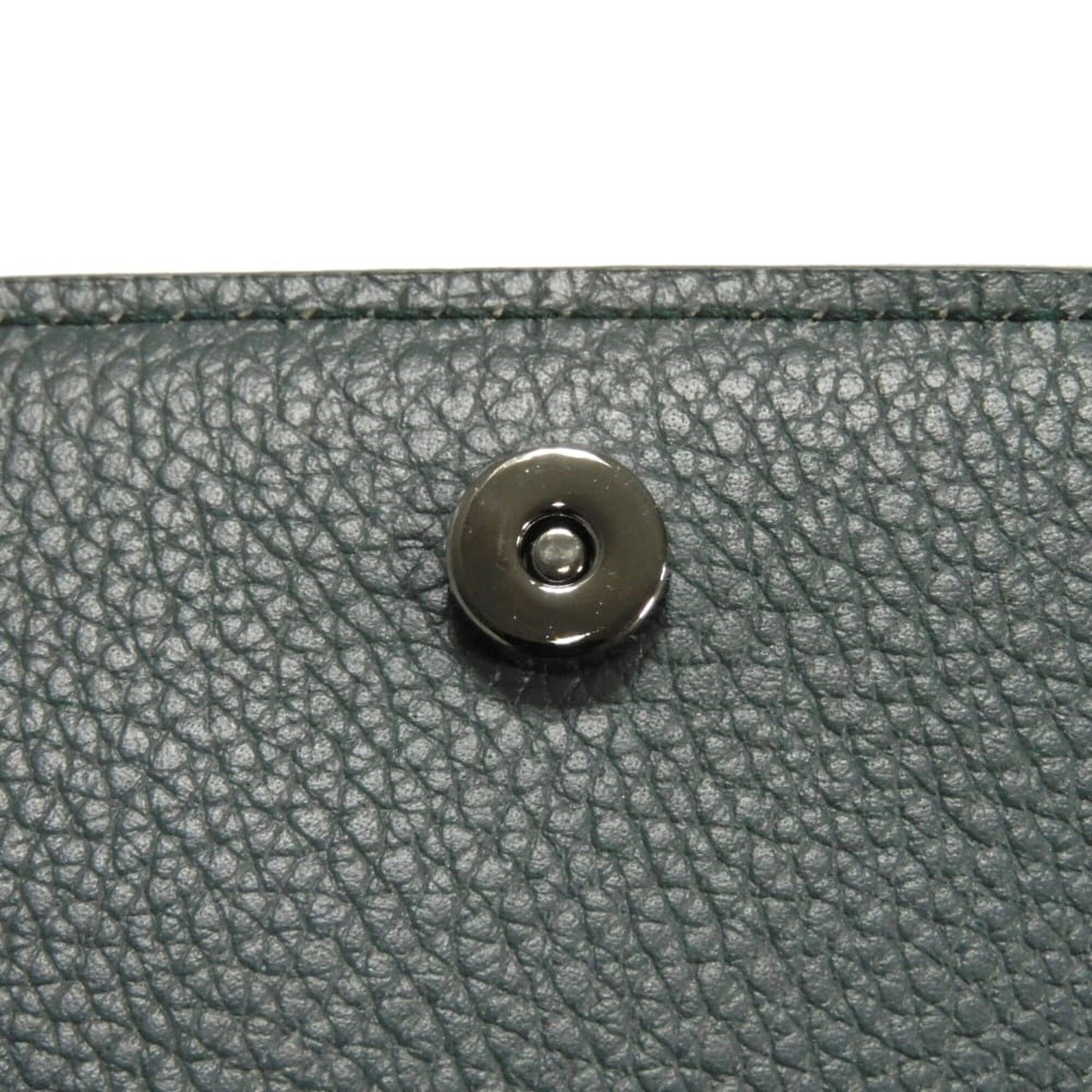 Bvlgari Dark Khaki Leather Pochette Shoulder Bag (Pre-Owned)