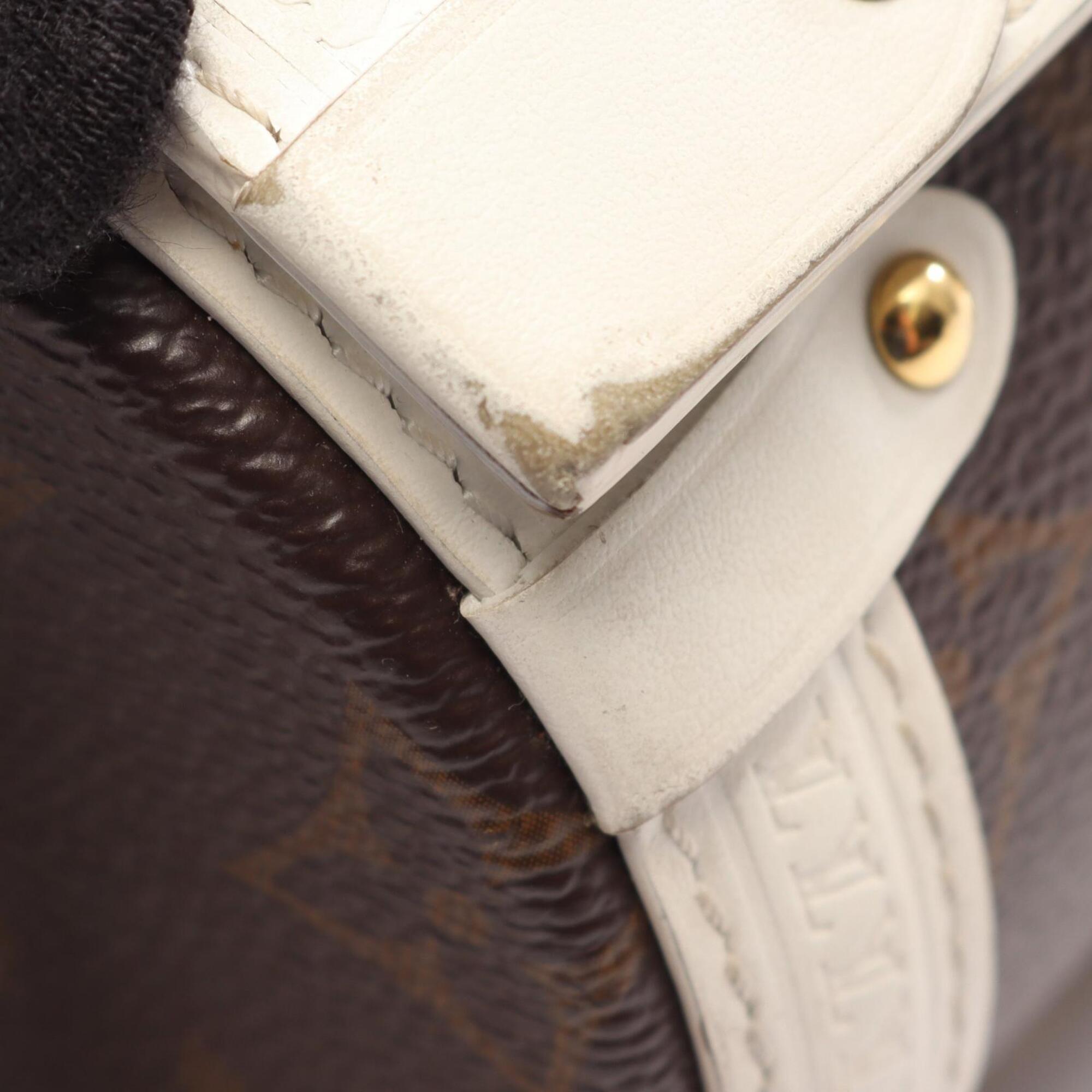 Louis Vuitton Brown White Pvc Leather Handbag Shoulder Bag (Pre-Owned)