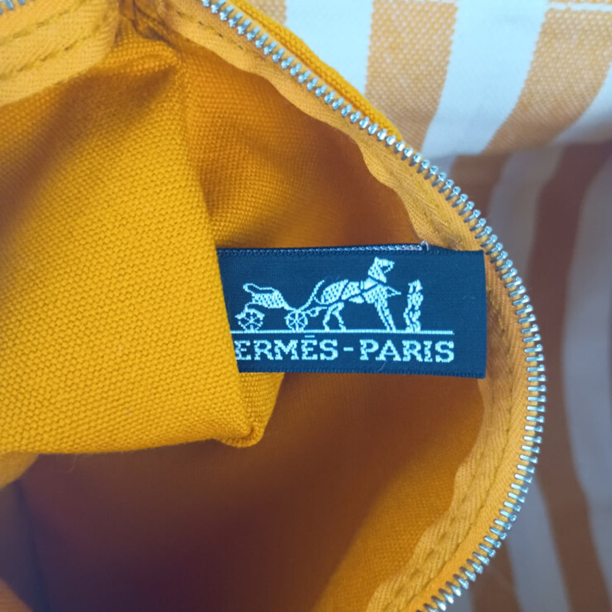 Hermes Natural Orange Canvas Handbag Pouch Tote Bag (Pre-Owned)