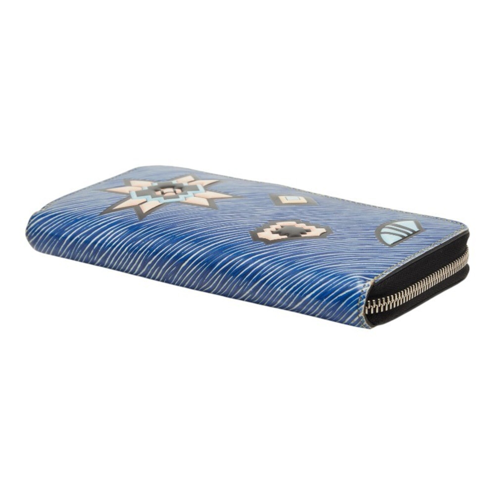 Louis Vuitton Blue Leather Long Wallet (Bi-Fold) (Pre-Owned)