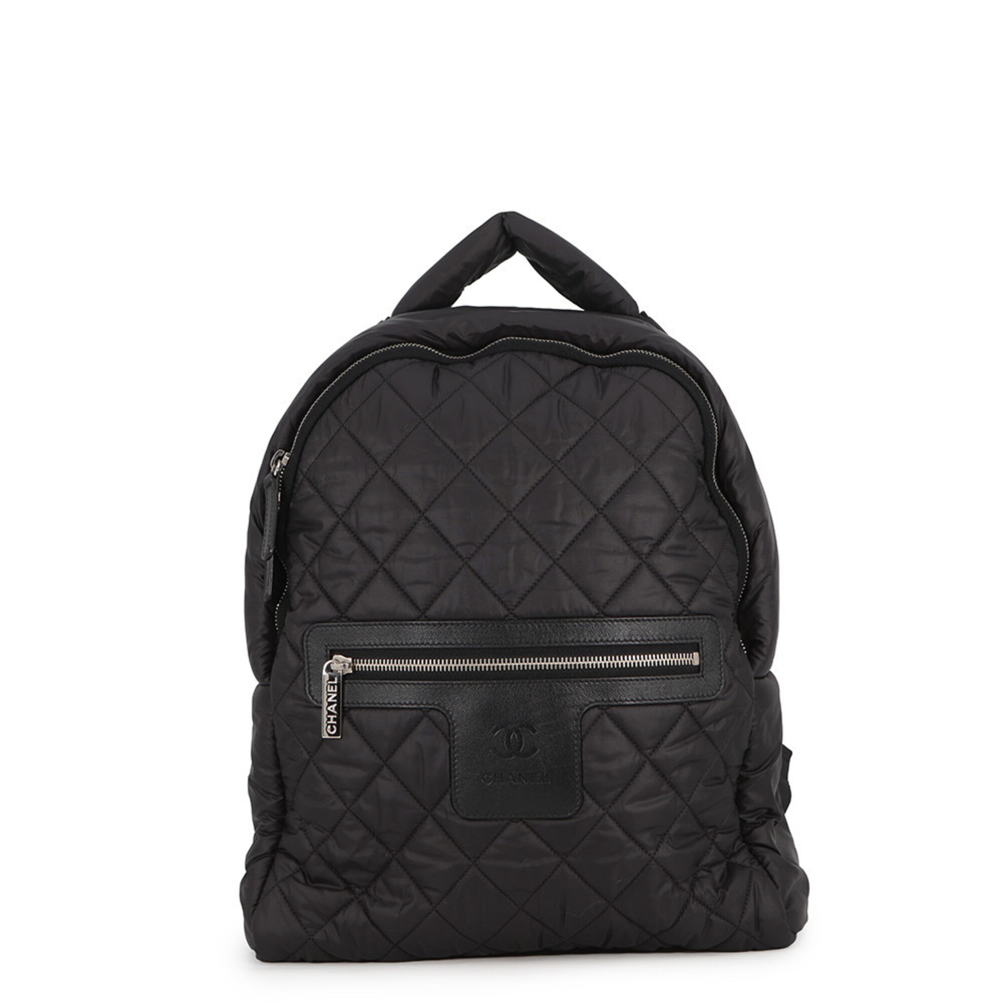 Chanel Black Bordeaux Nylon Leather Handbag (Pre-Owned)