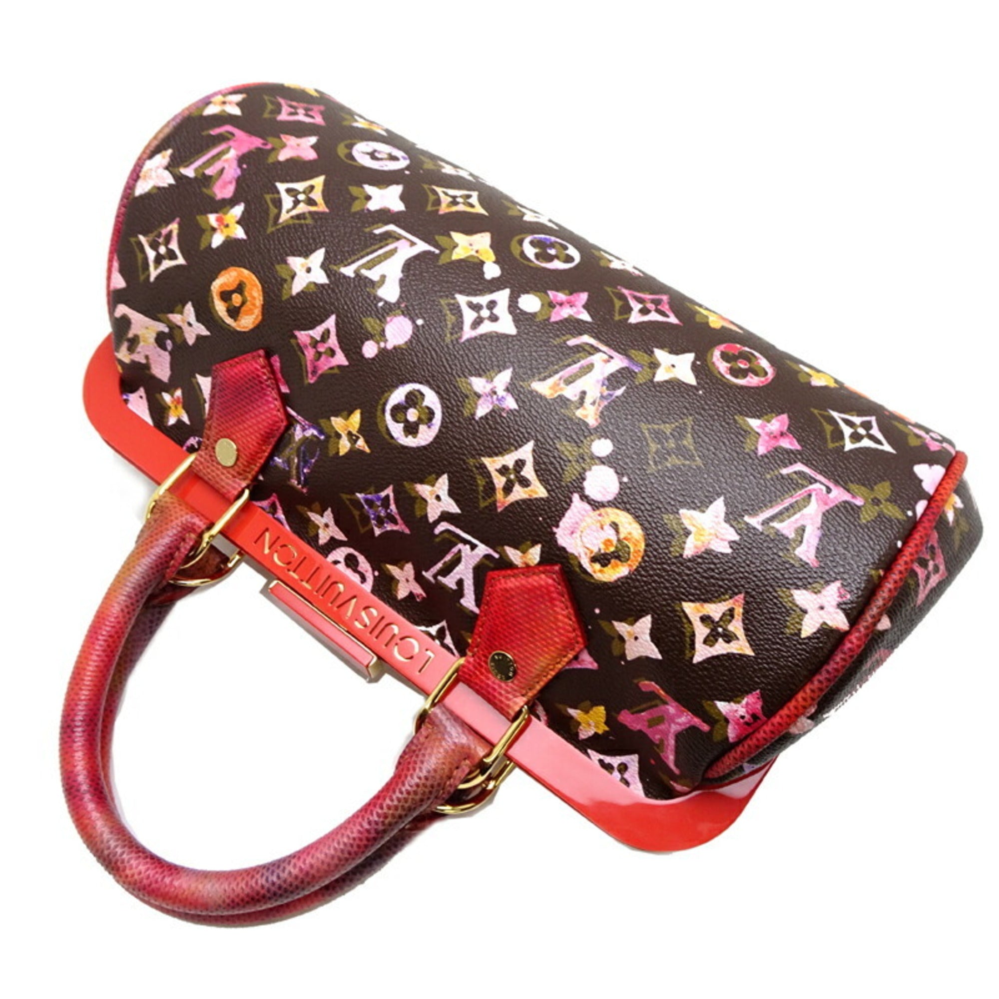 Louis Vuitton Monogram Watercolor Brown Marron Monogram Red Color Monogram Handbag (Pre-Owned)