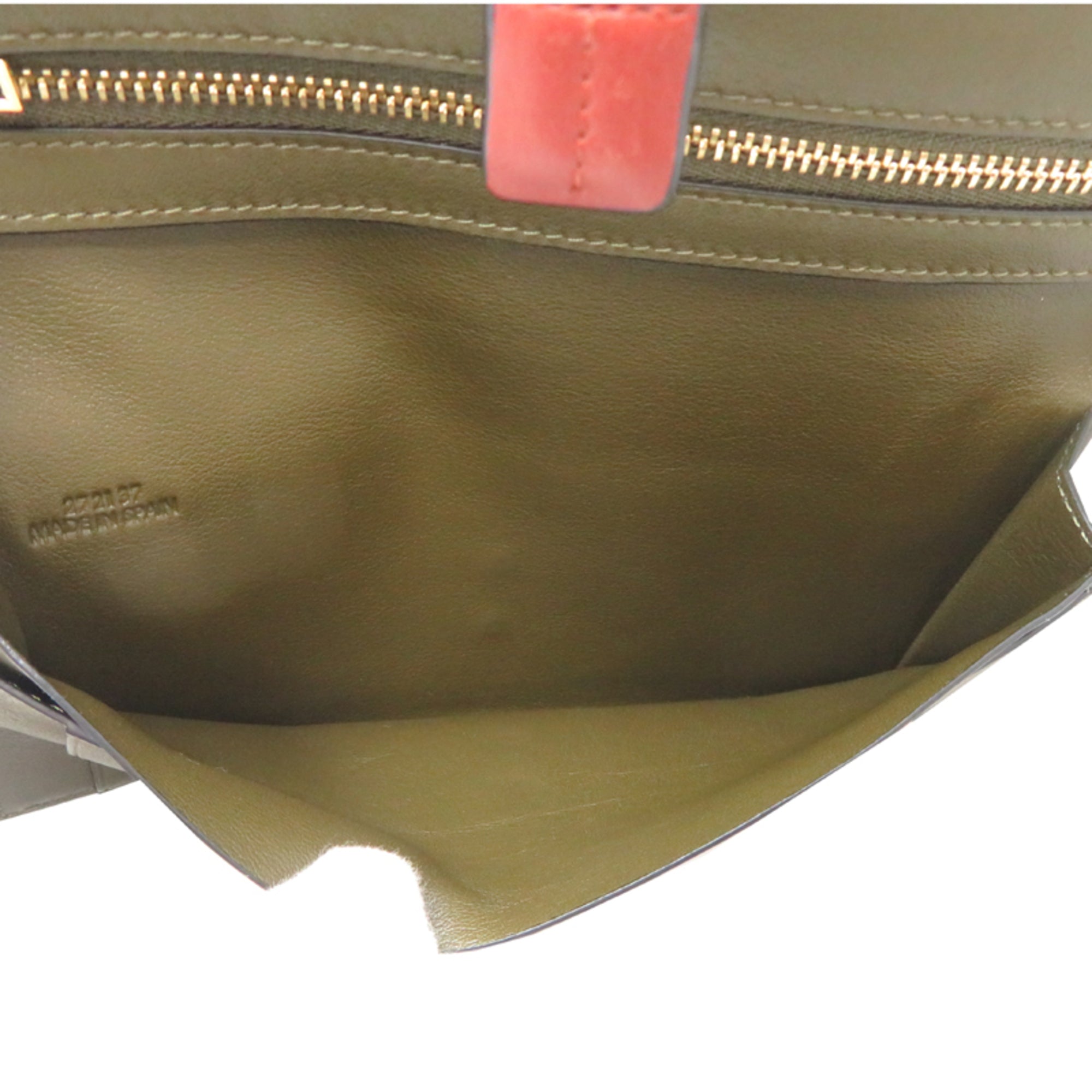 Loewe Beige Khaki Pink Leather Long Wallet (Bi-Fold) (Pre-Owned)