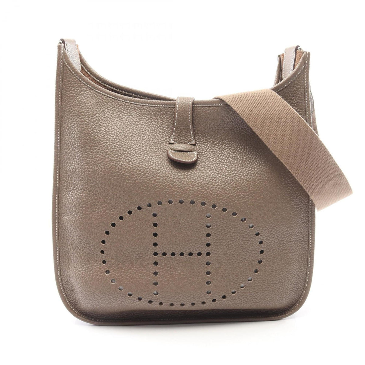 Hermes Gray Taurillon Clemence Leather Shoulder Bag (Pre-Owned)