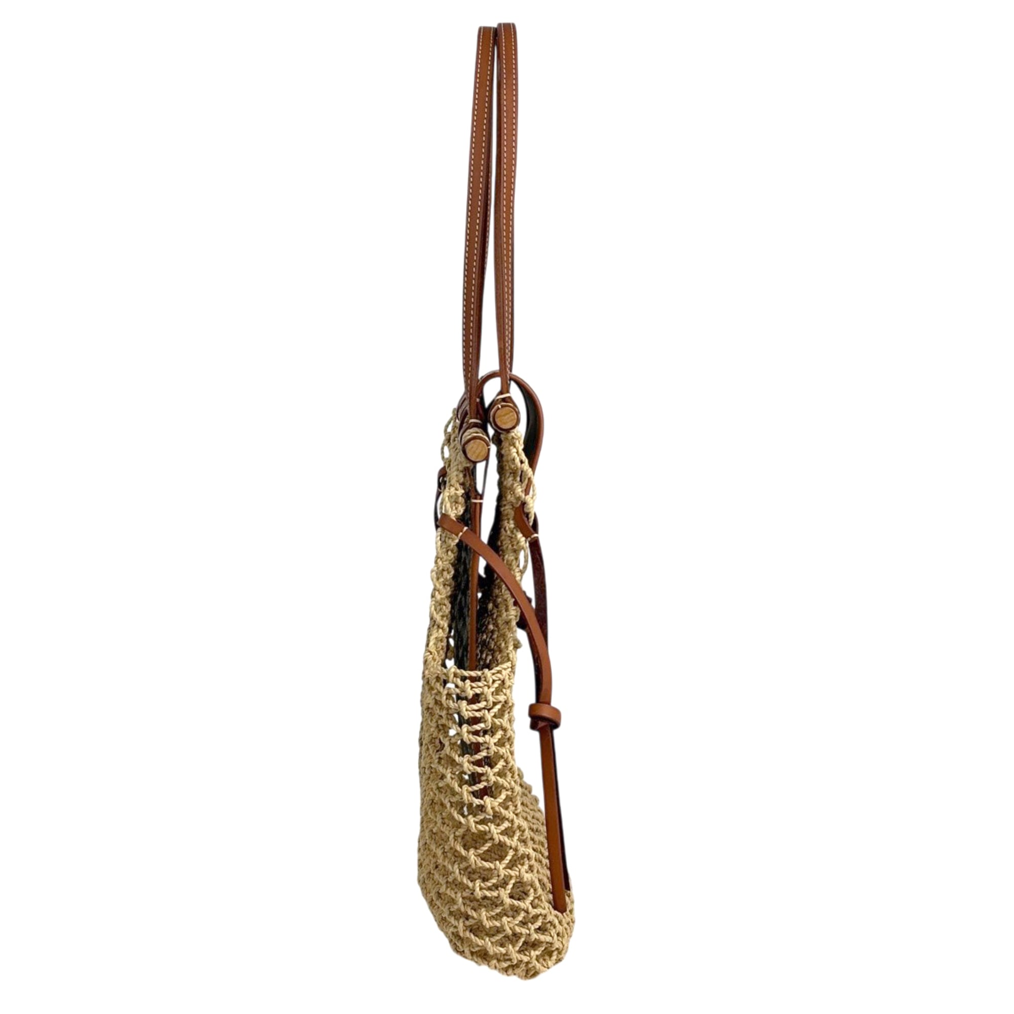 Goyard Beige Black Brown Raffia Coated Canvas Leather Shoulder Bag (Pre-Owned)
