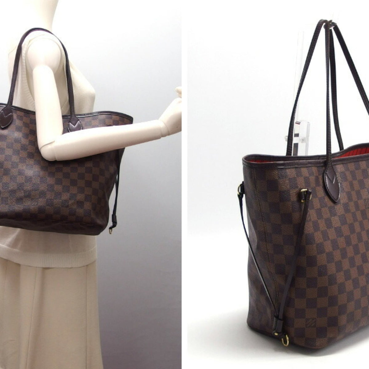 Louis Vuitton Dark Brown Damier Canvas Leather Handbag Shoulder Bag Tote Bag (Pre-Owned)