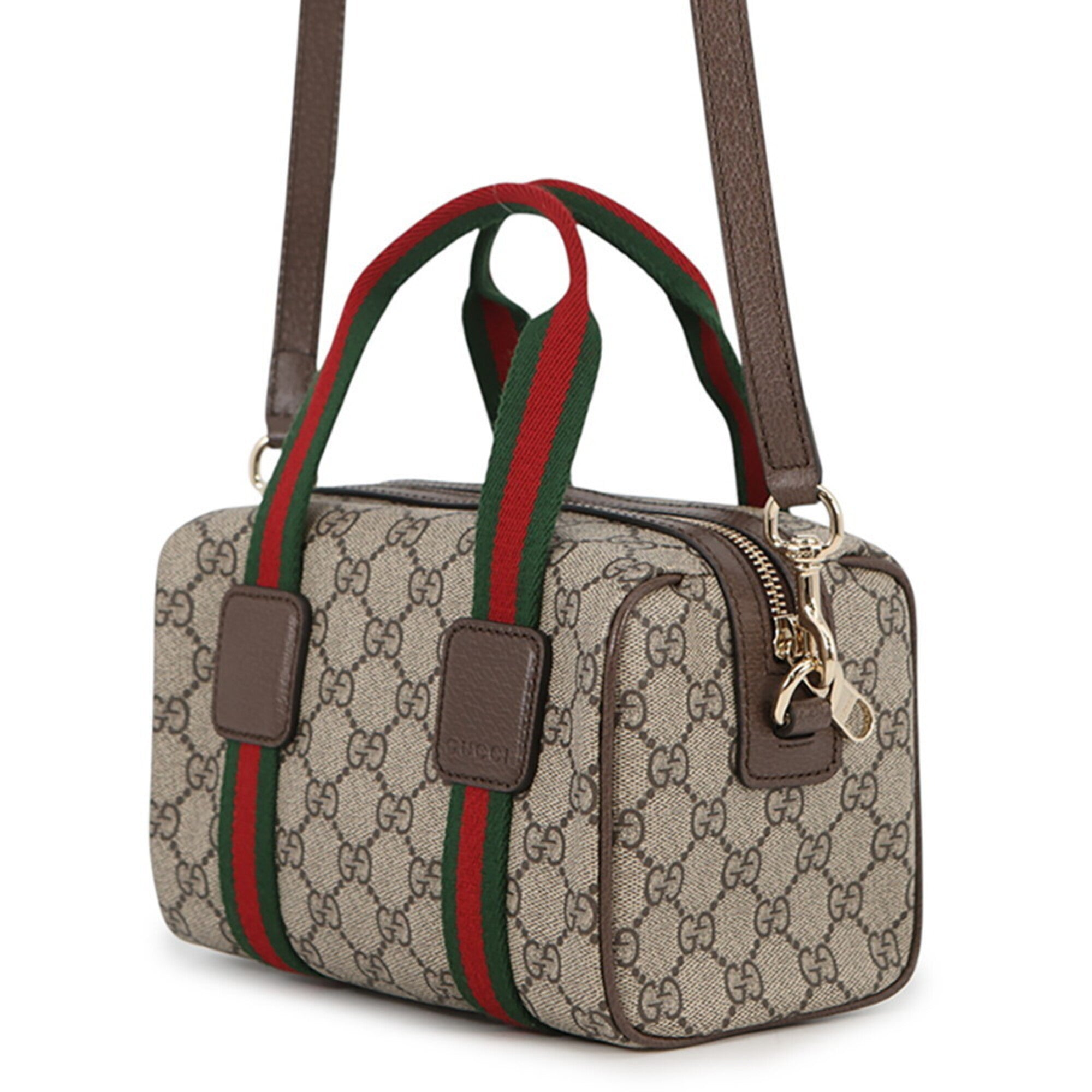 Gucci Beige Brown Champagne Gold Gg Supreme Leather Handbag (Pre-Owned)