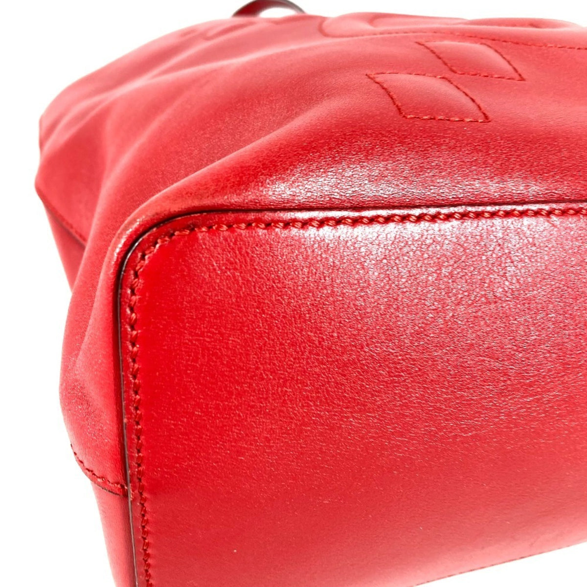 Gucci Red Color Leather Shoulder Bag Tote Bag (Pre-Owned)