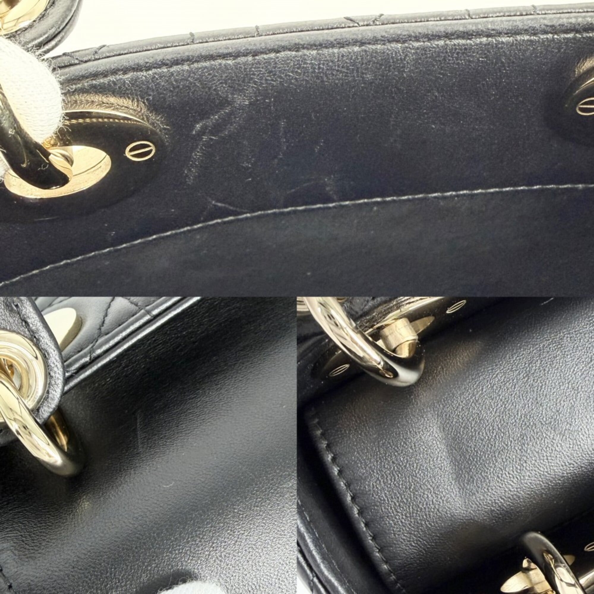 Christian Dior Black White Leather Handbag (Pre-Owned)