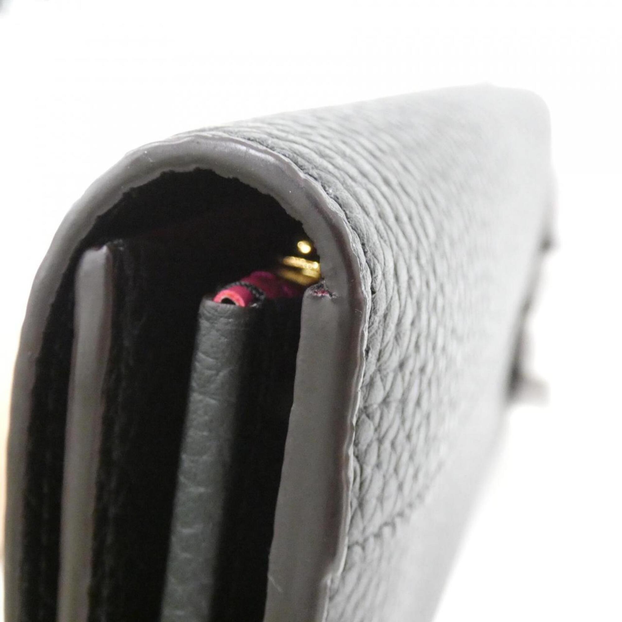 Louis Vuitton Black Leather Long Wallet (Bi-Fold) (Pre-Owned)