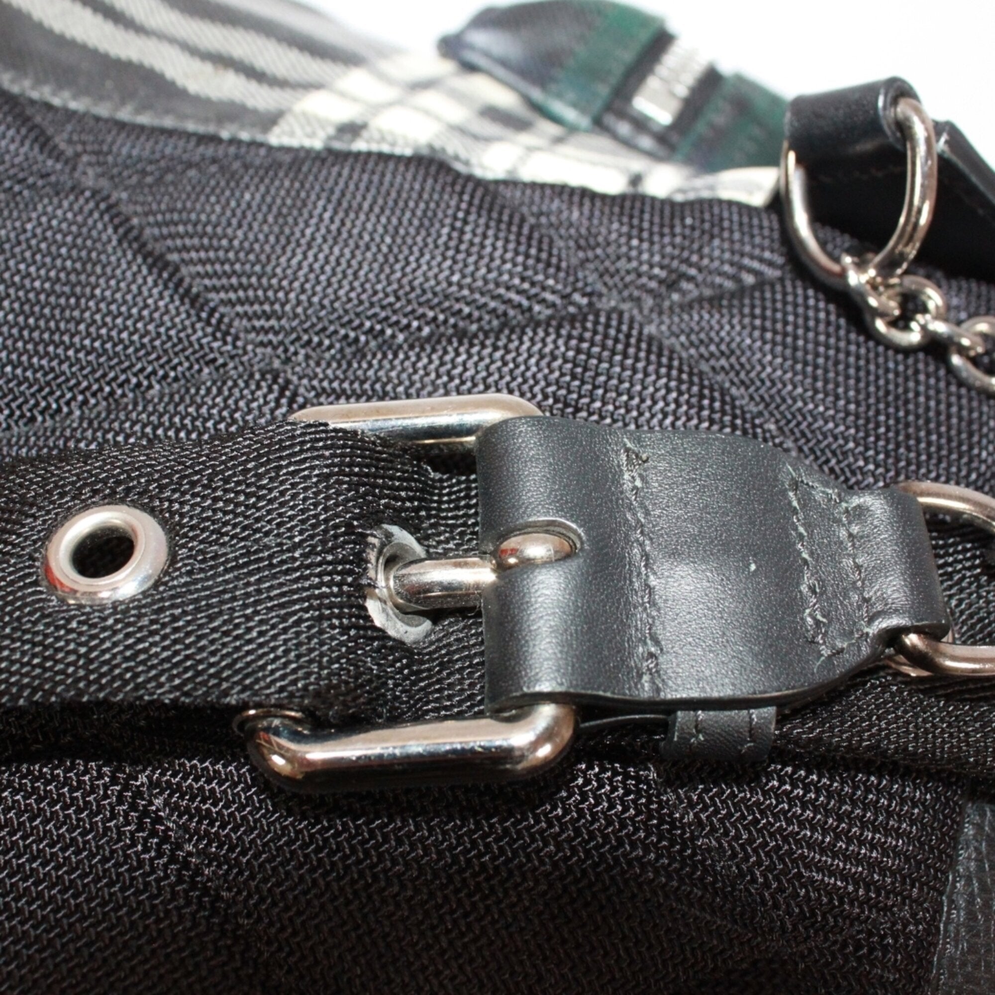 Burberry Black Green Cotton Canvas Backpack (Pre-Owned)