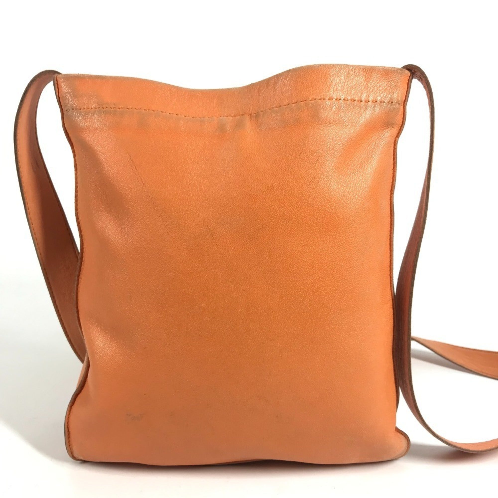 Hermes Orange Leather Pochette Shoulder Bag (Pre-Owned)