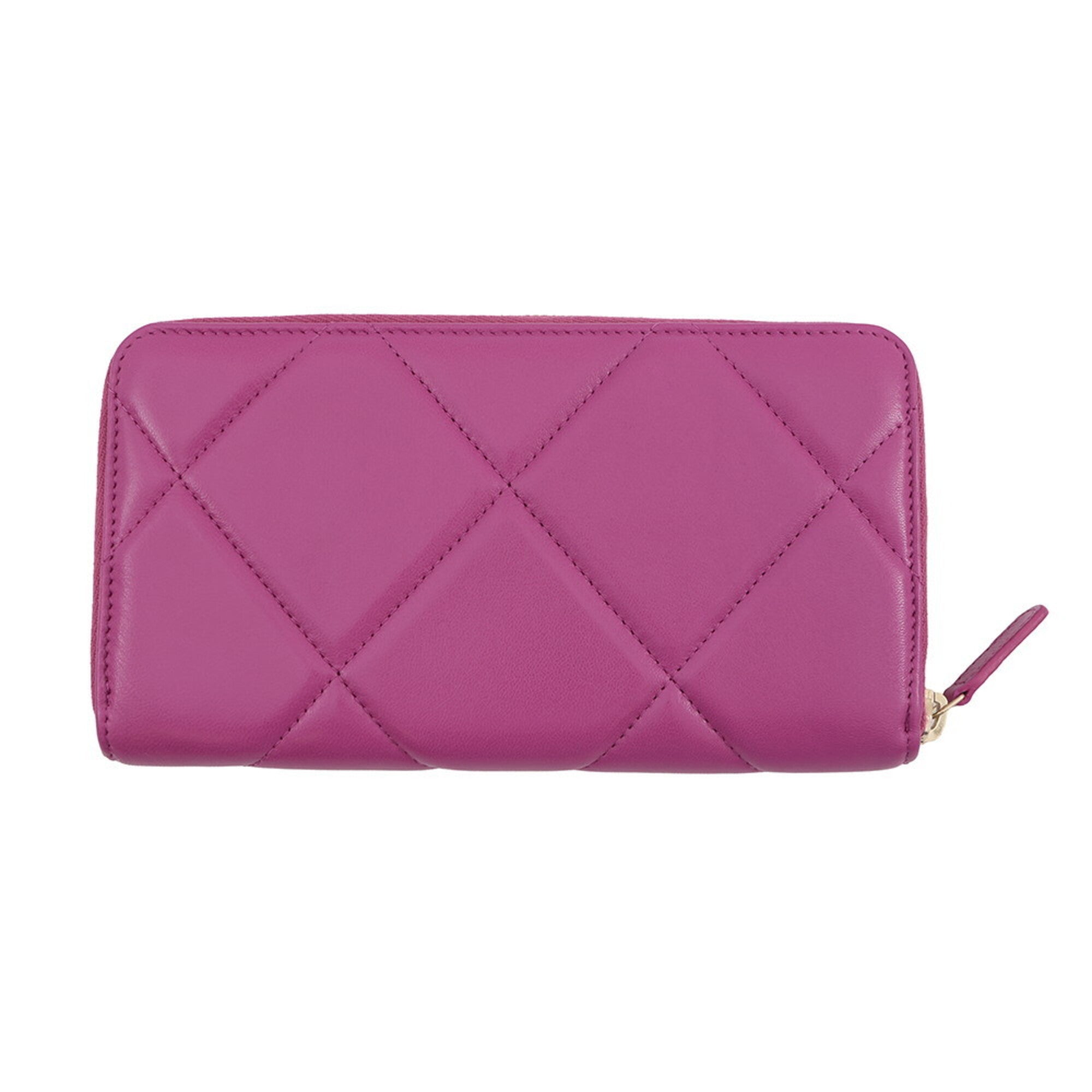 Chanel Purple Leather Long Wallet (Bi-Fold) (Pre-Owned)