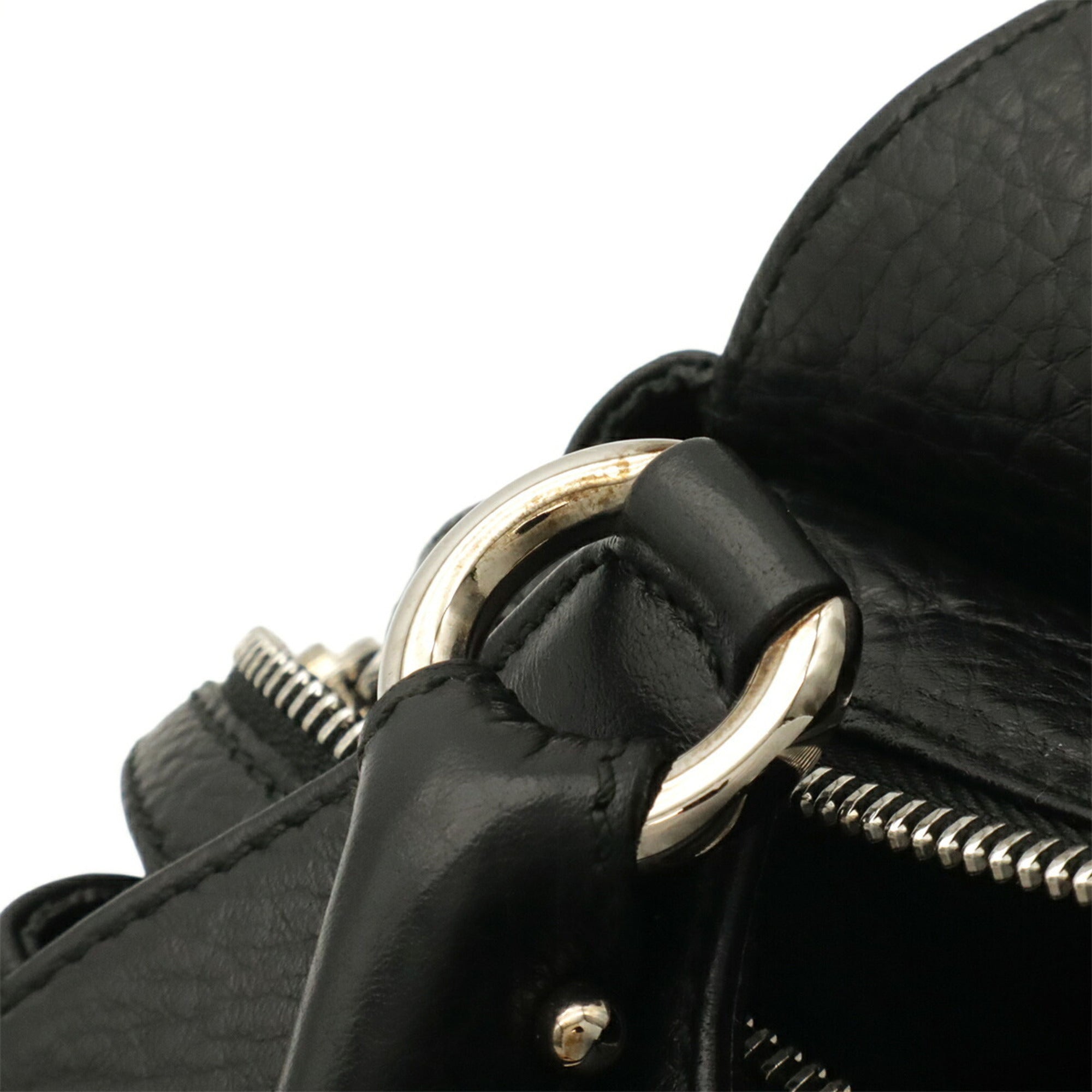 Salvatore Ferragamo Black Leather Handbag Shoulder Bag (Pre-Owned)