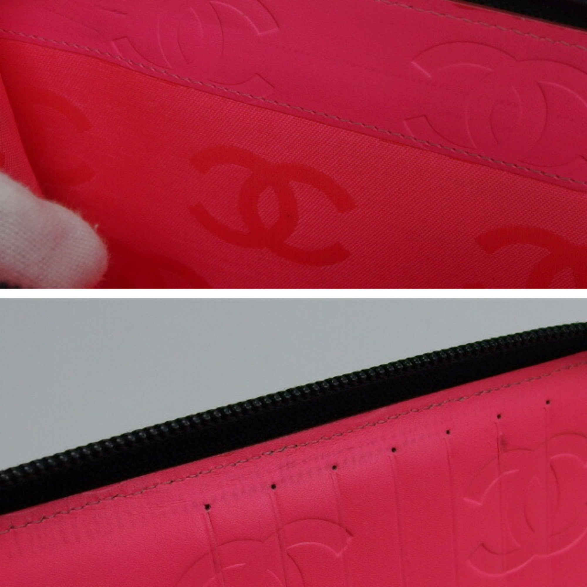 Chanel Black Pink Leather Long Wallet (Bi-Fold) (Pre-Owned)
