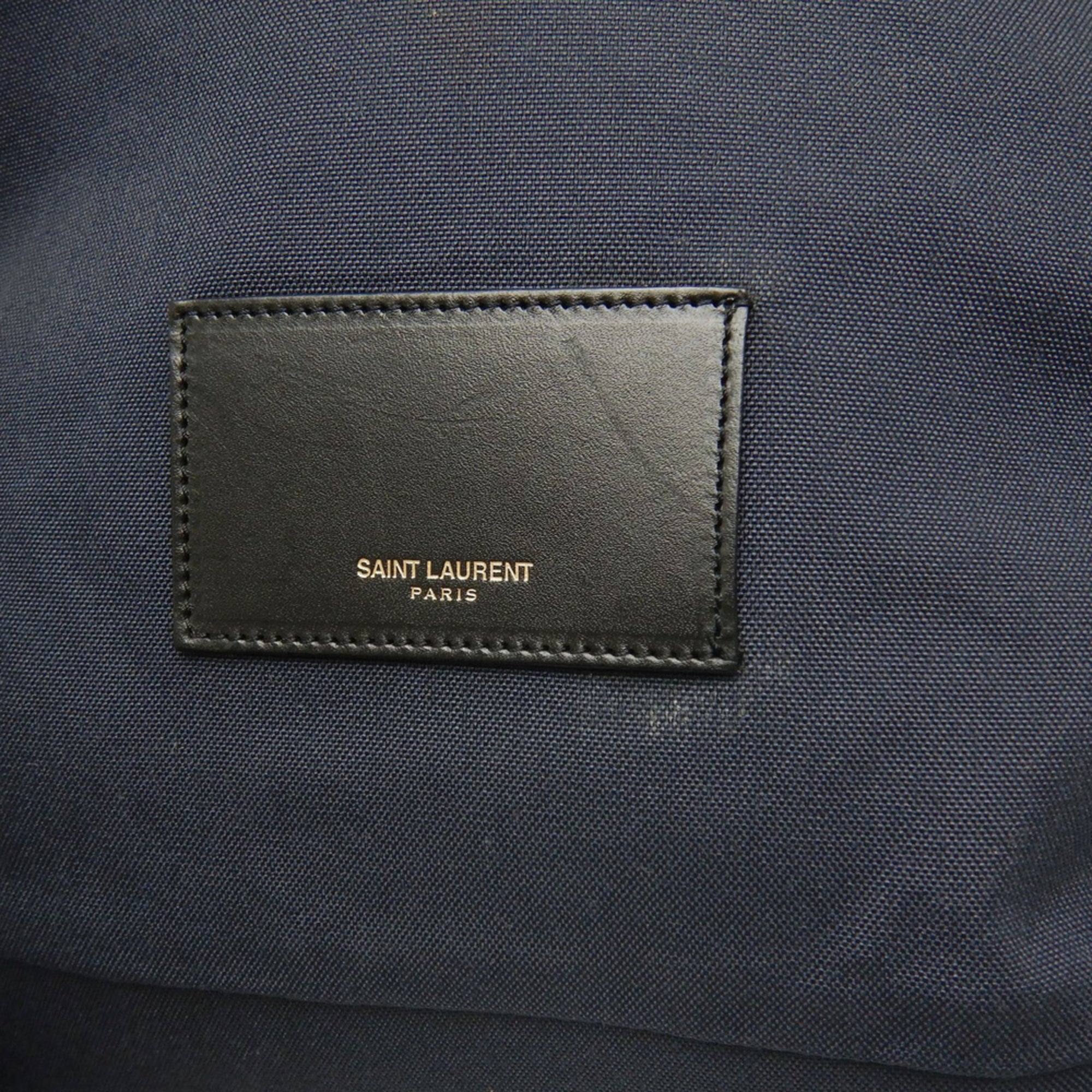 Yves Saint Laurent Navy Canvas Leather Backpack (Pre-Owned)