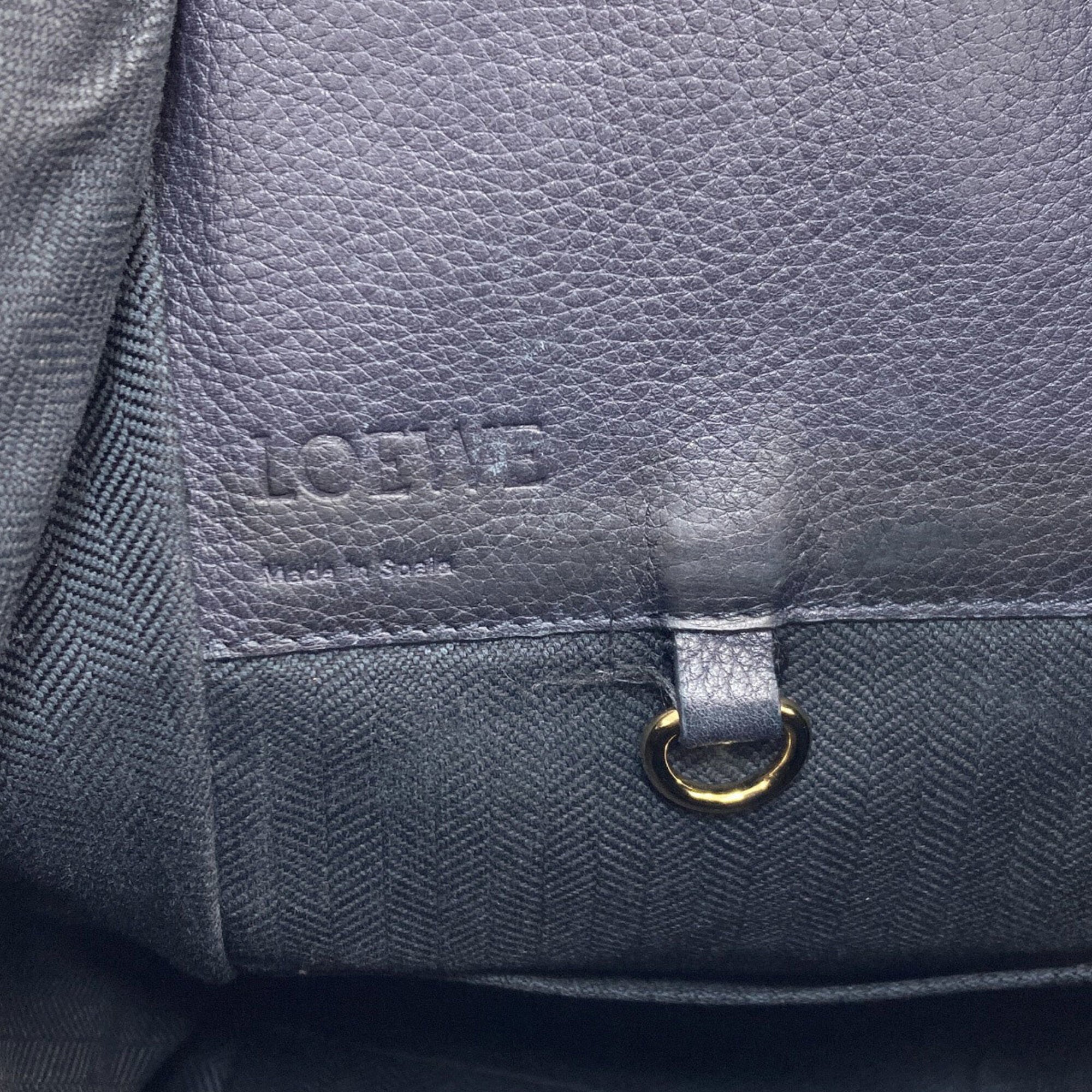 Loewe Hammock Black Dark Navy Leather Handbag (Pre-Owned)