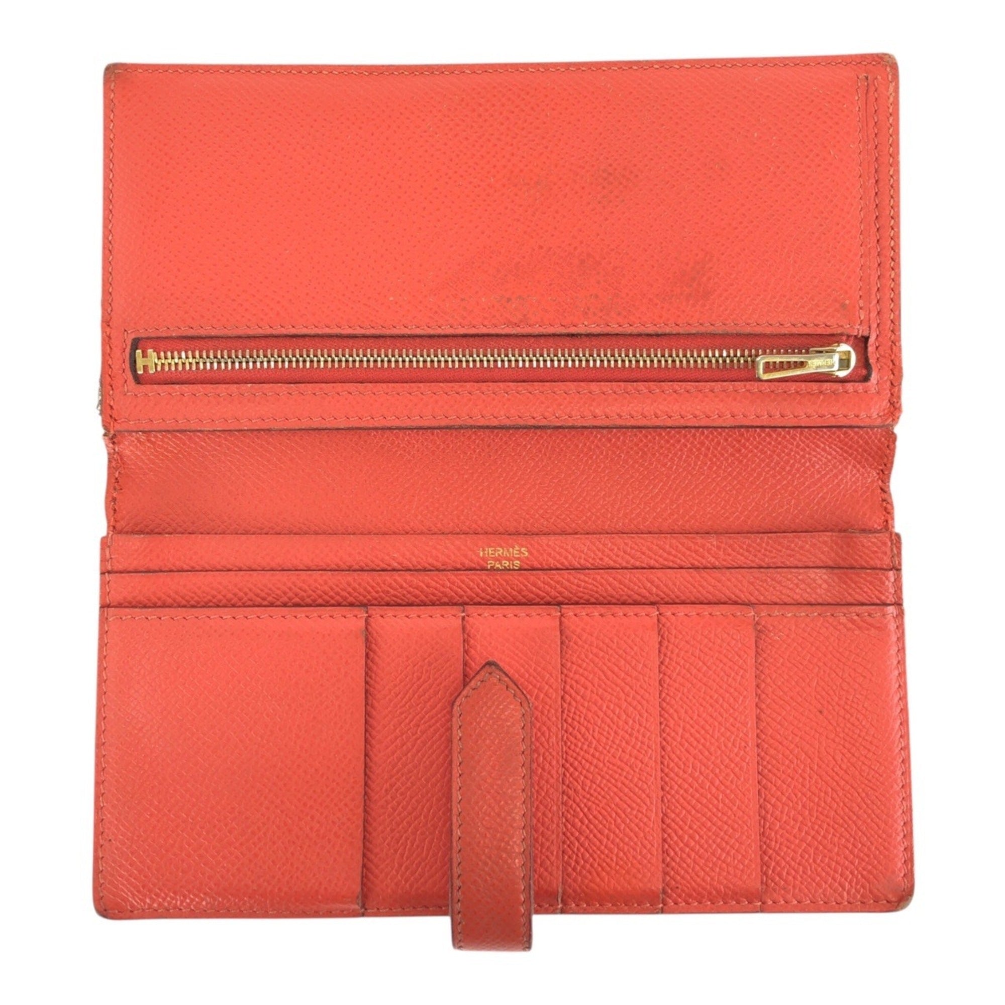 Hermes Orange Epsom Leather Long Wallet (Bi-Fold) (Pre-Owned)