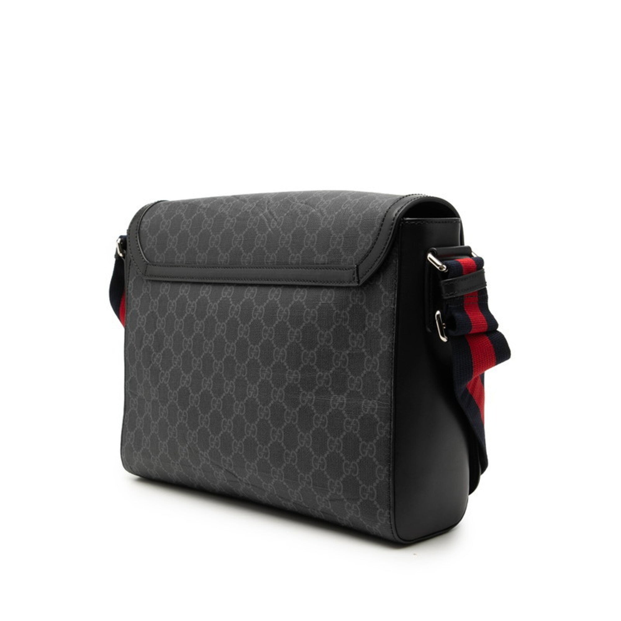 Gucci Black Gray Gg Supreme Messenger Bag Shoulder Bag (Pre-Owned)