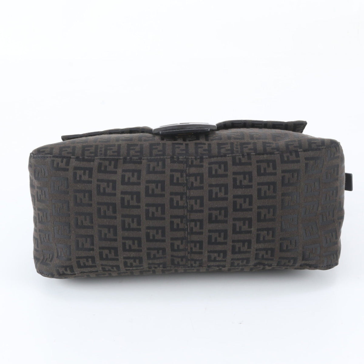 Fendi Black Brown Leather Canvas Shoulder Bag (Pre-Owned)