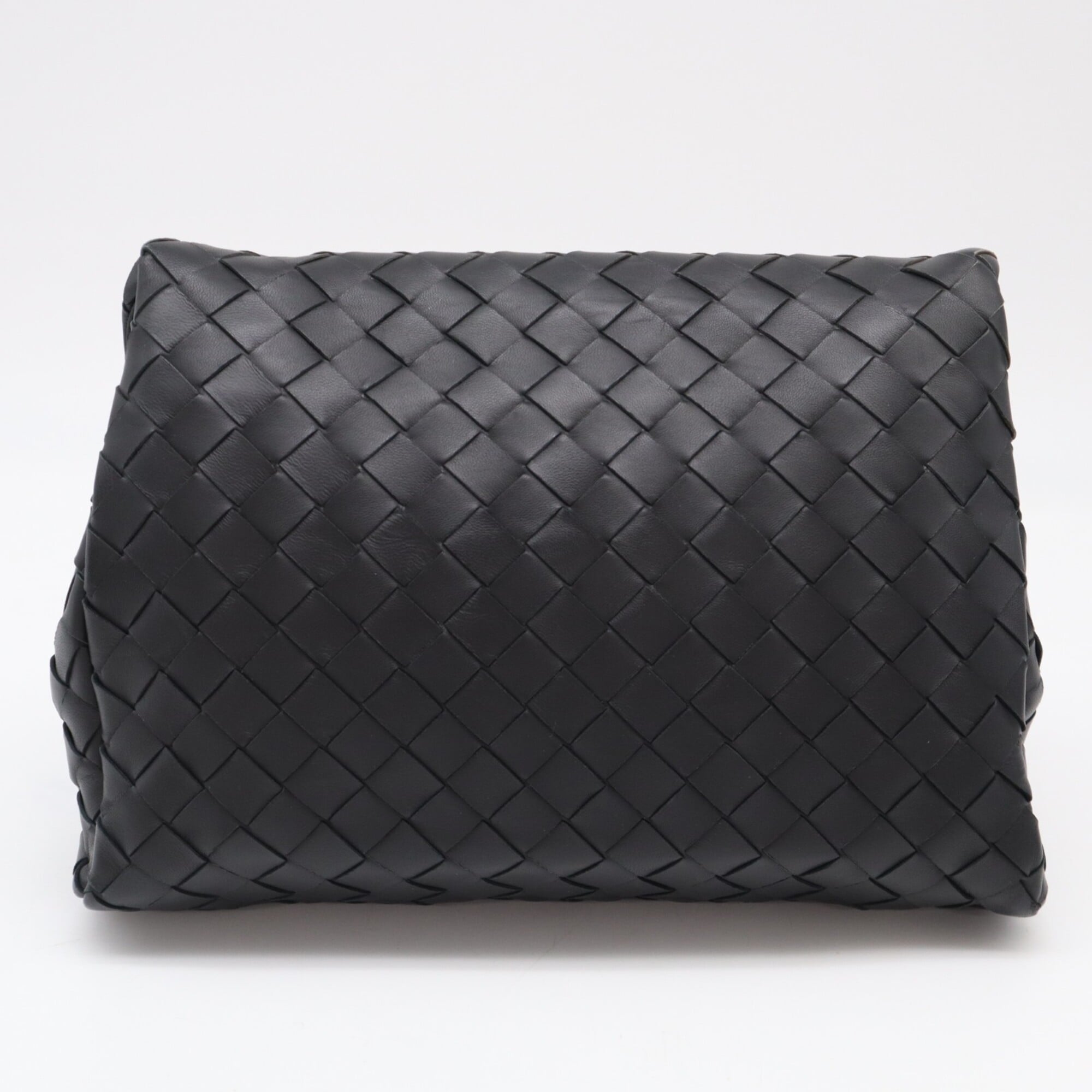 Bottega Veneta Intrecciato Black Leather Clutch Bag (Pre-Owned)
