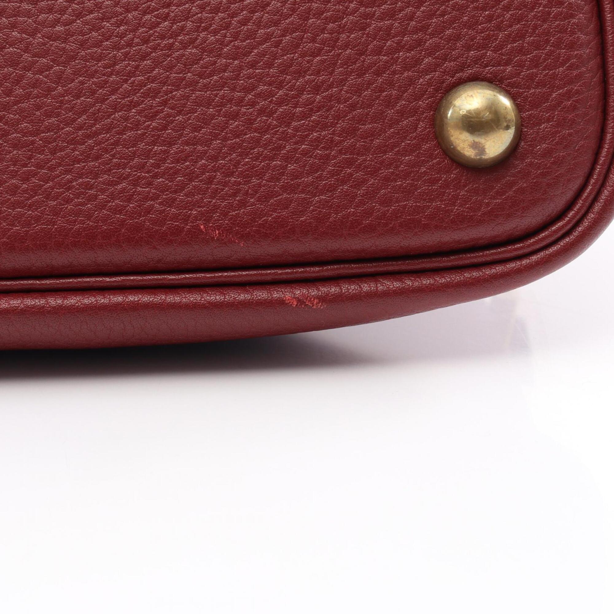 Hermes Bordeaux Rouge H Taurillon Clemence Leather Handbag (Pre-Owned)