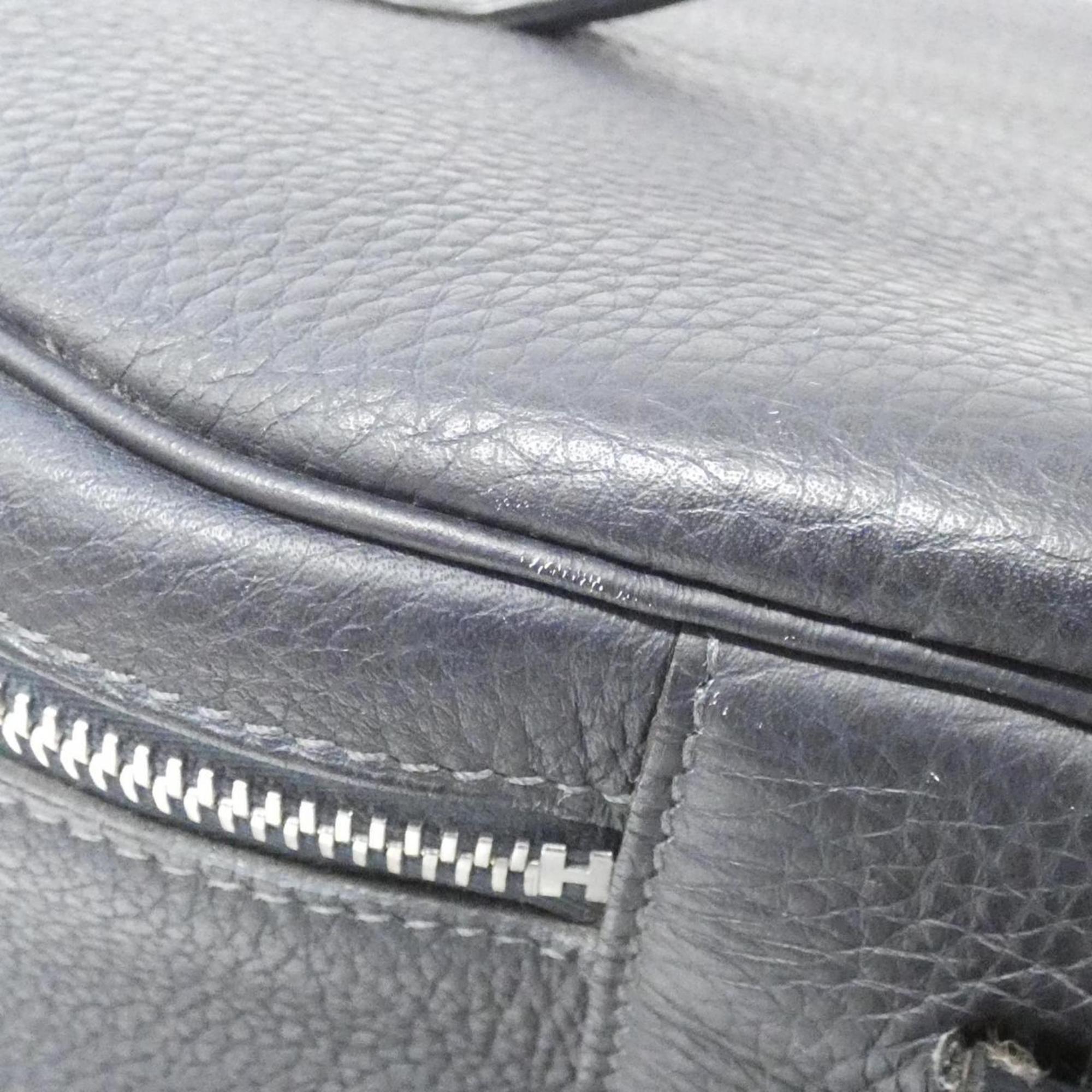 Hermes Blue Indigo Leather Handbag (Pre-Owned)