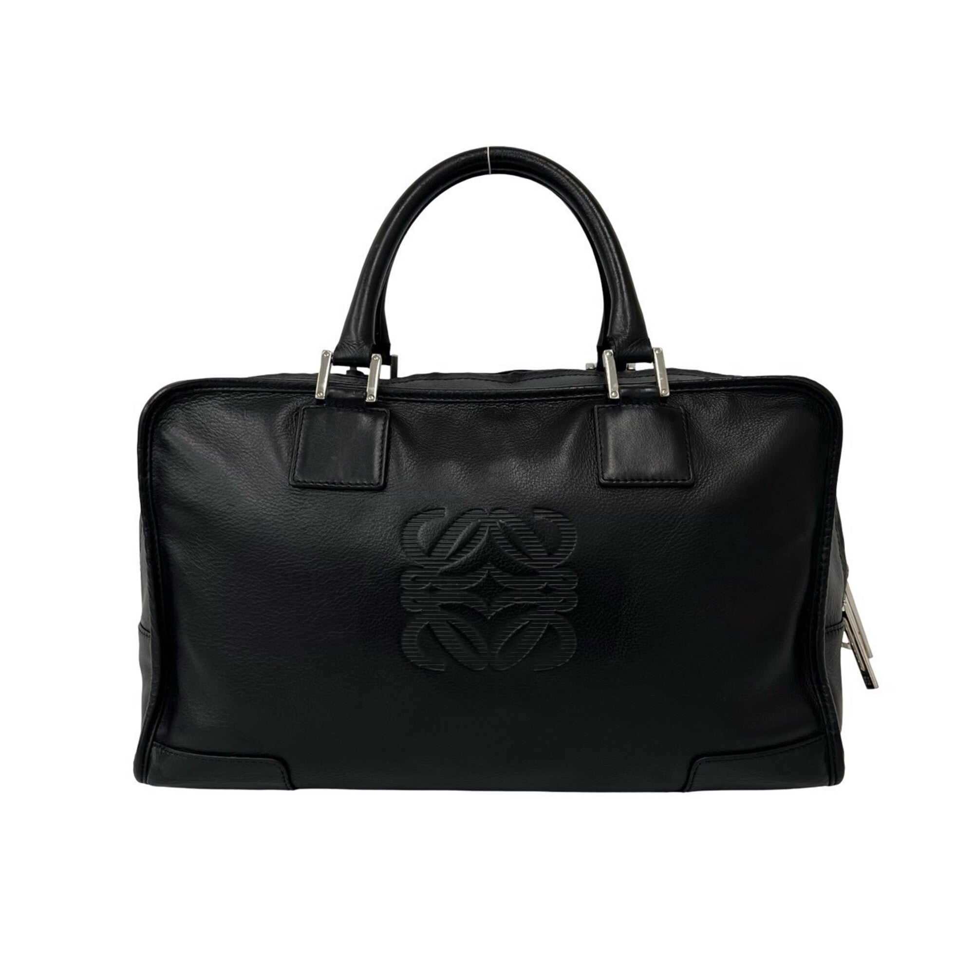 Loewe Black Leather Boston Bag Handbag Tote Bag (Pre-Owned)