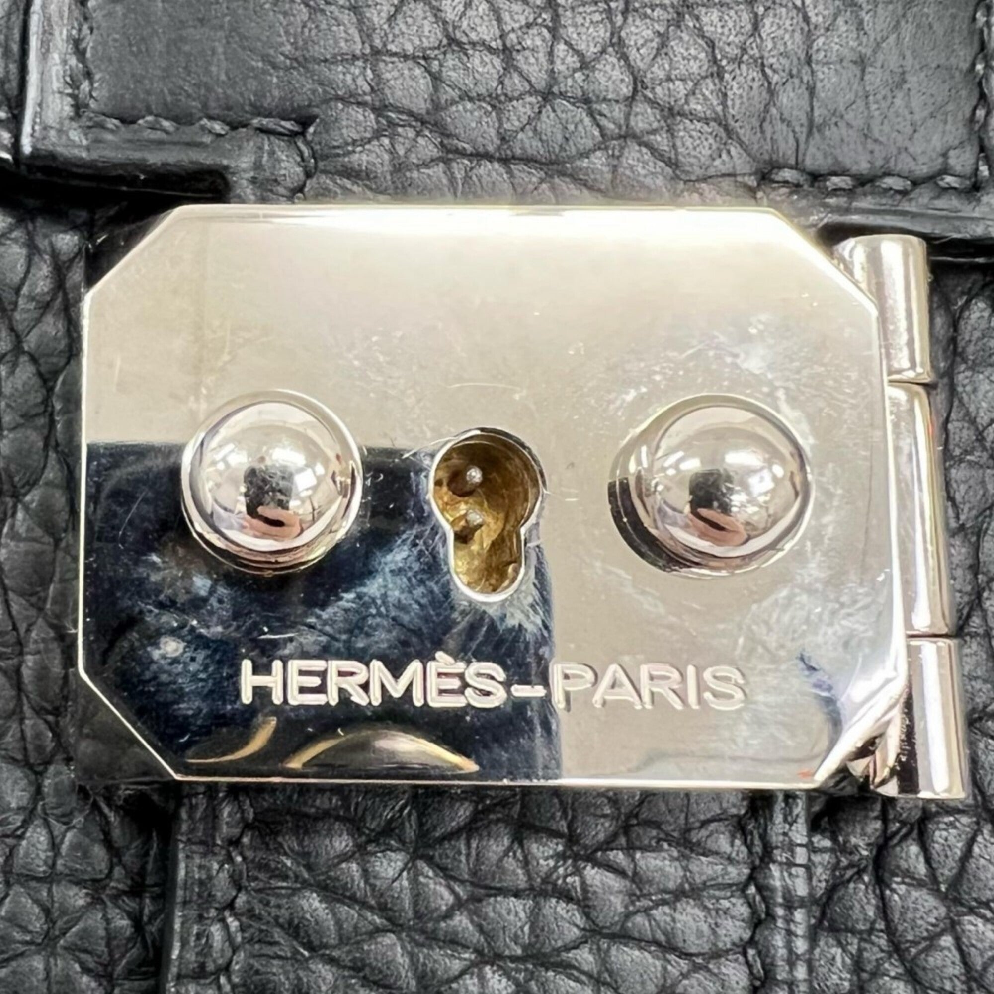 Hermes Black Leather Handbag (Pre-Owned)