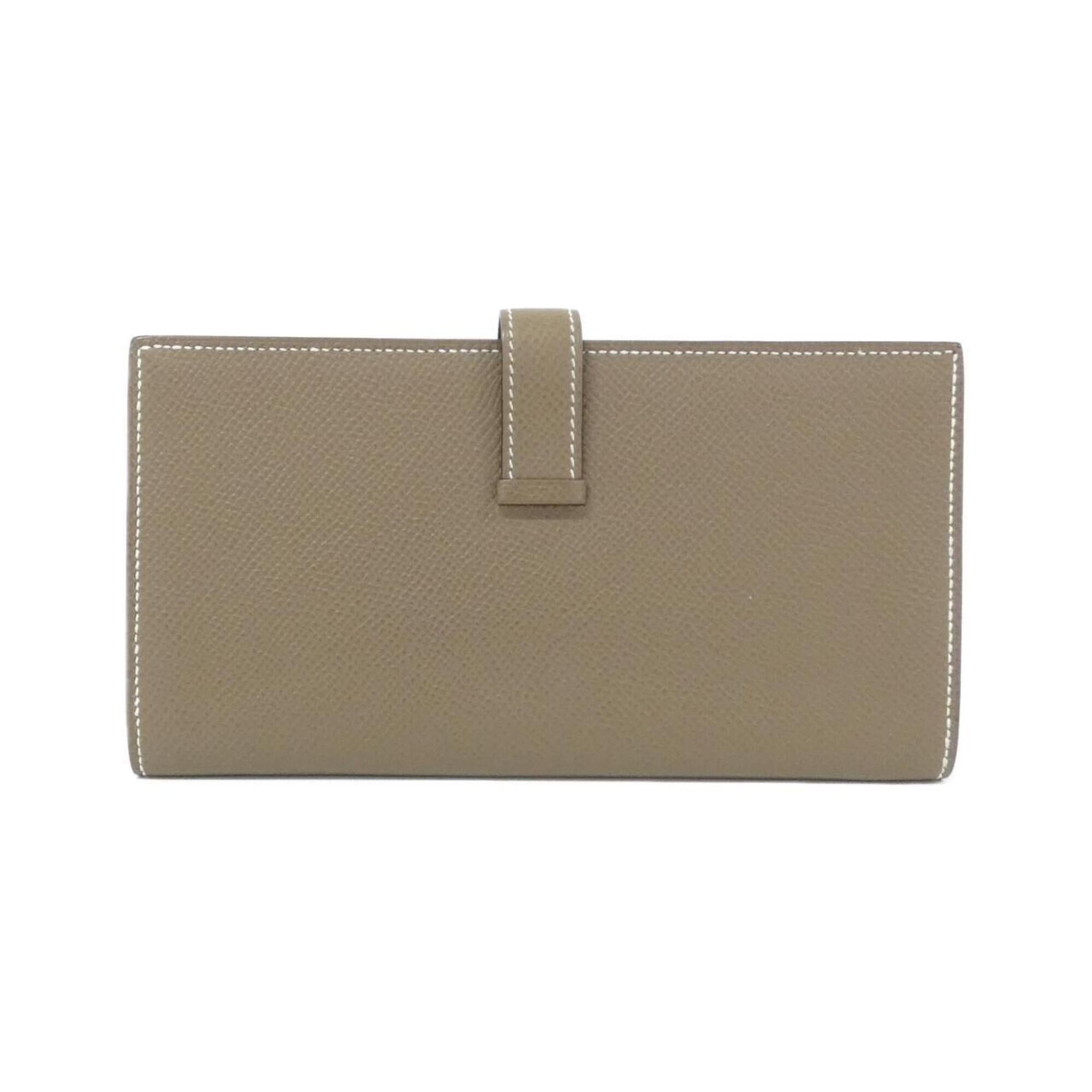 Hermes Bearn Etoupe Gray Soufre Epsom Leather Long Wallet (Bi-Fold) (Pre-Owned)